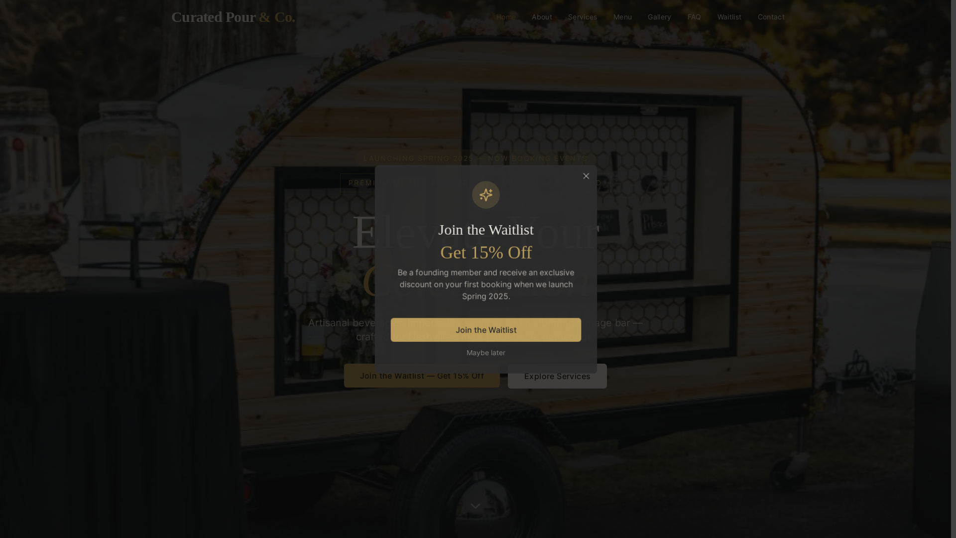 website screenshot of https://curatedpour.co/