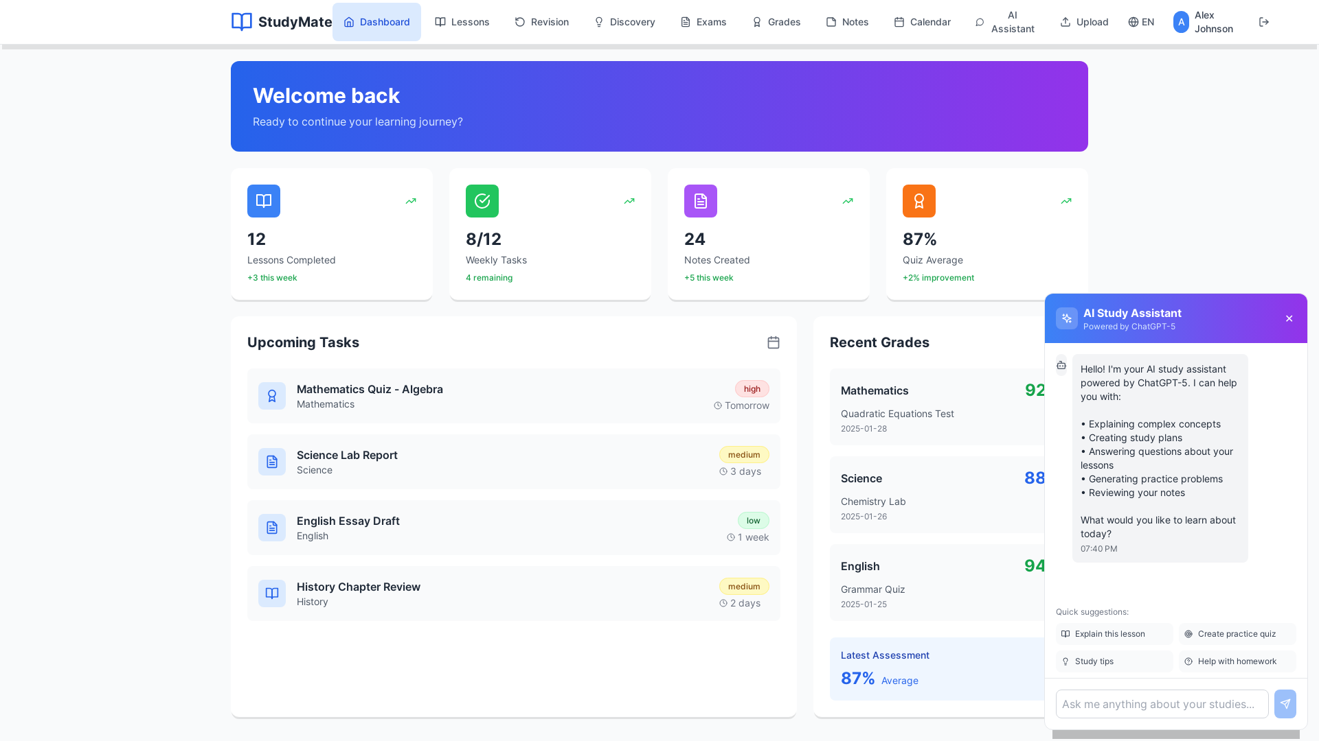 website screenshot of https://learningfast.one/
