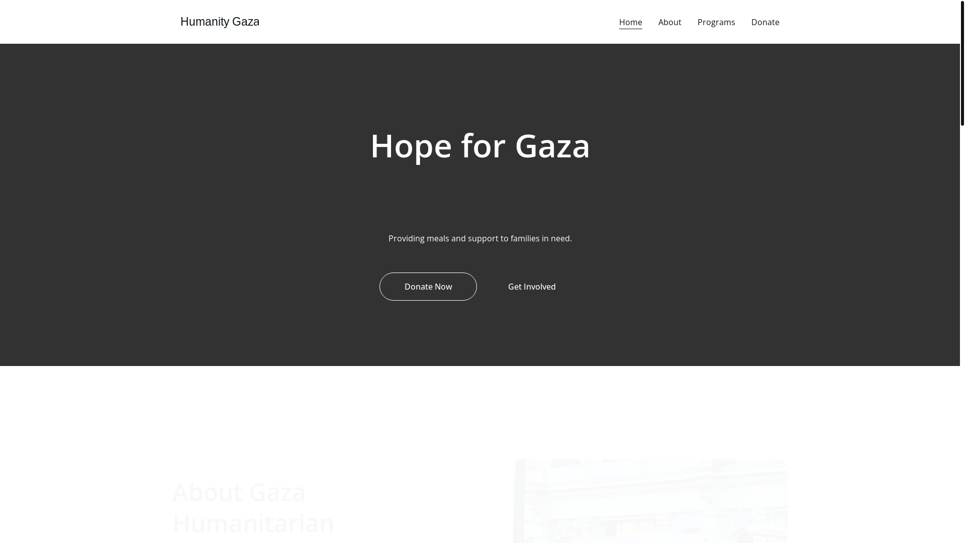 website screenshot of https://humanitygaza.org/