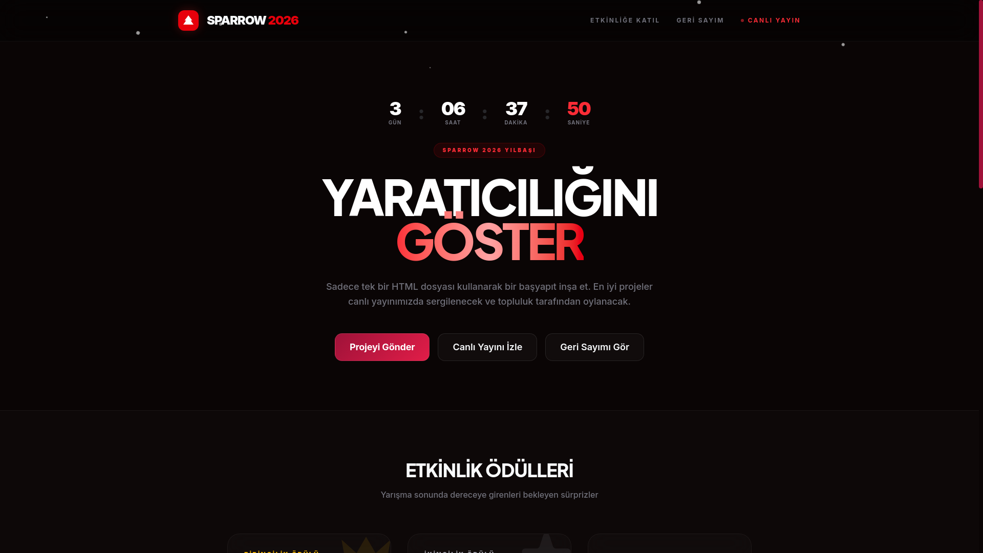 website screenshot of https://yilbasi.sparrow99.me/