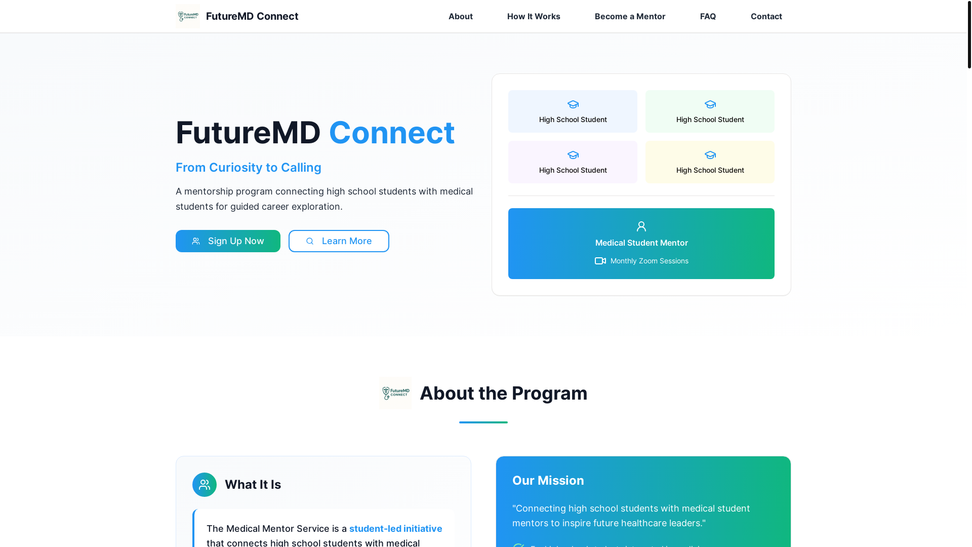 website screenshot of https://futuremdconnect.org/