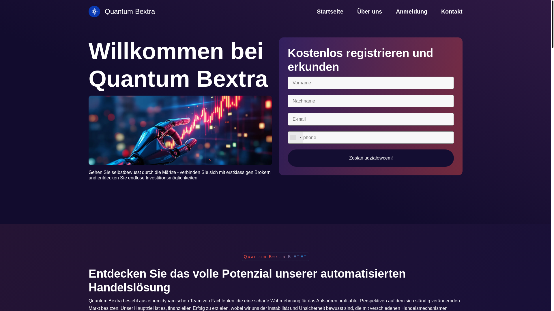 website screenshot of https://quantumbextra-invest.com/