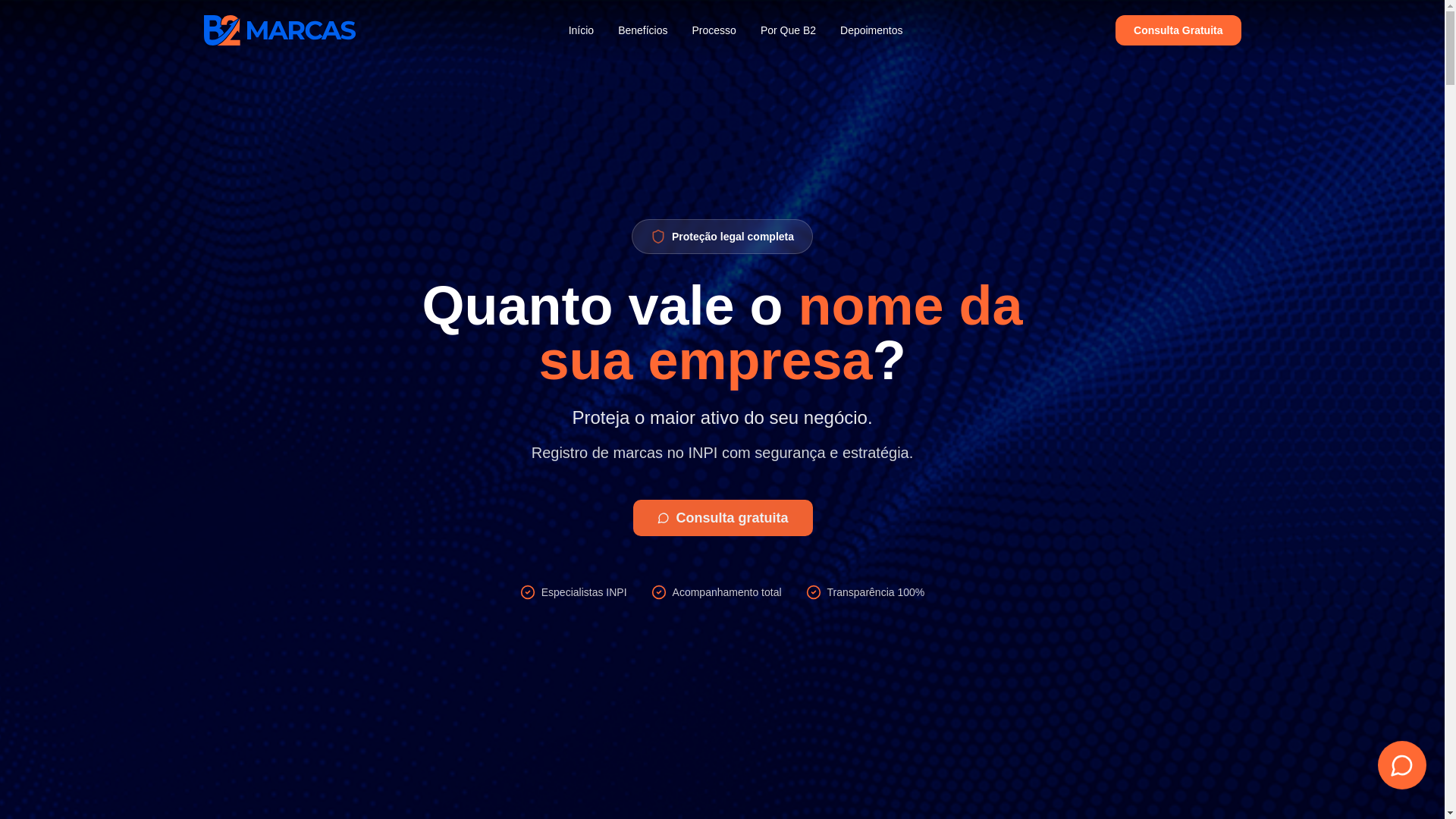 website screenshot of https://b2marcas.com.br/