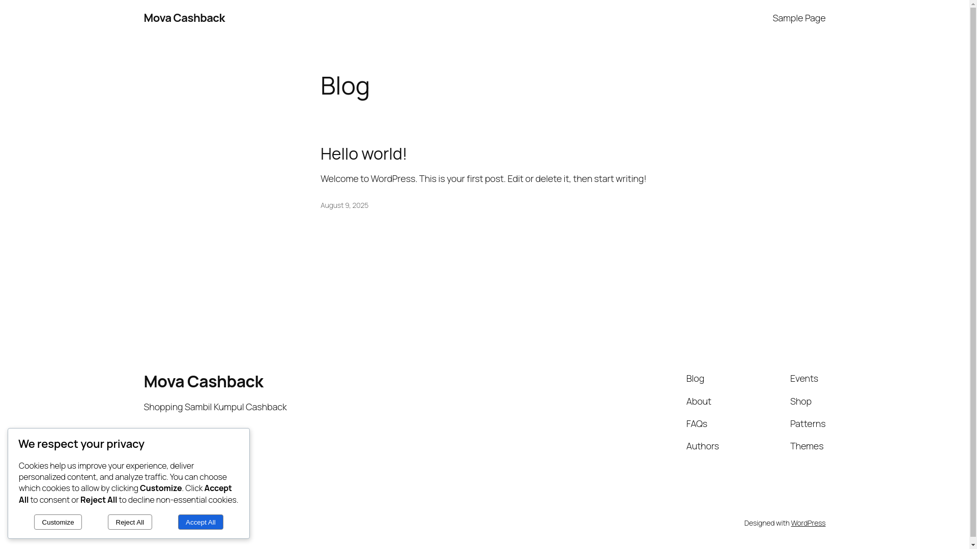 website screenshot of https://cashbackmova.com/