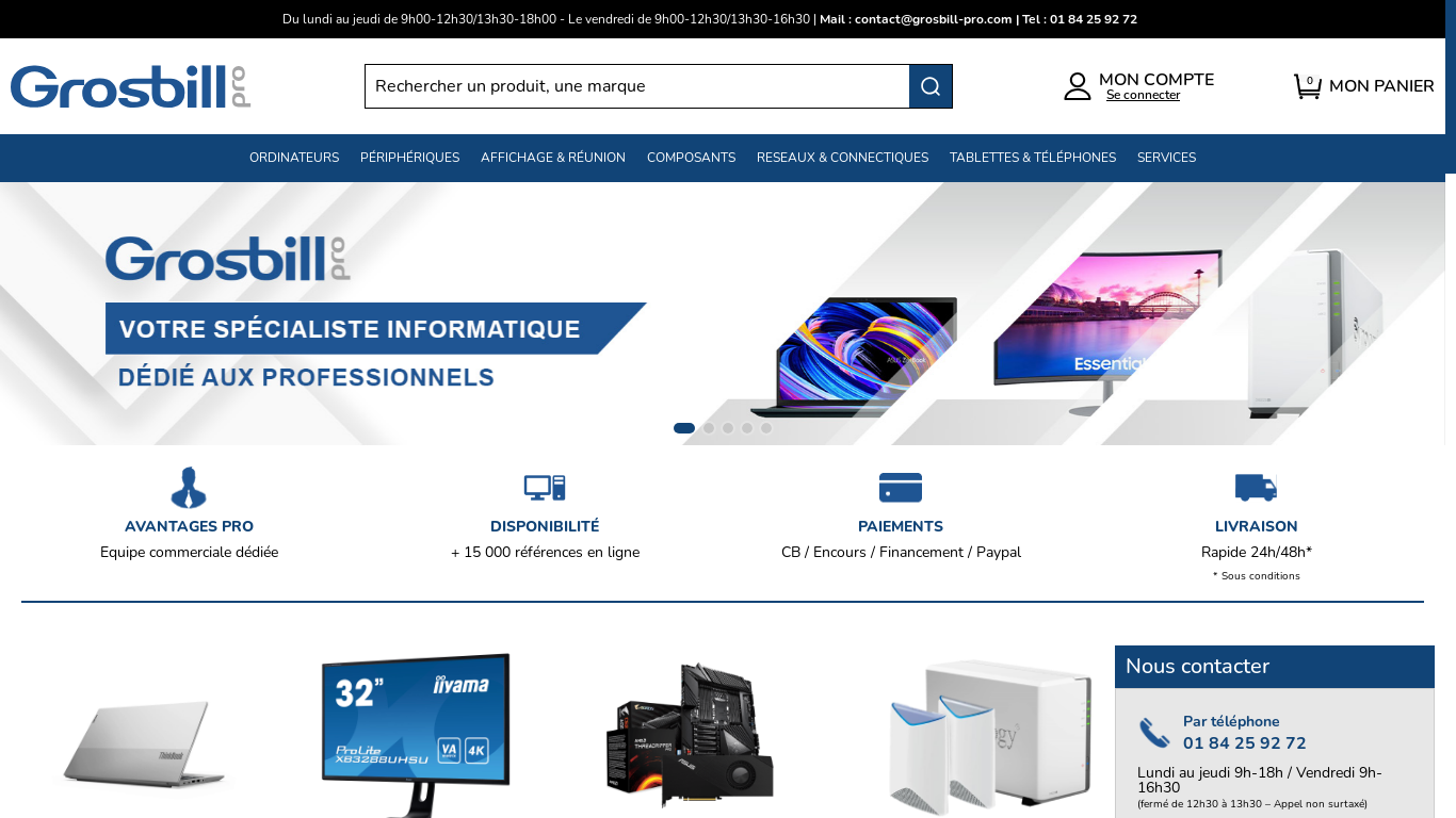 website screenshot of https://www.grosbill-pro.com/