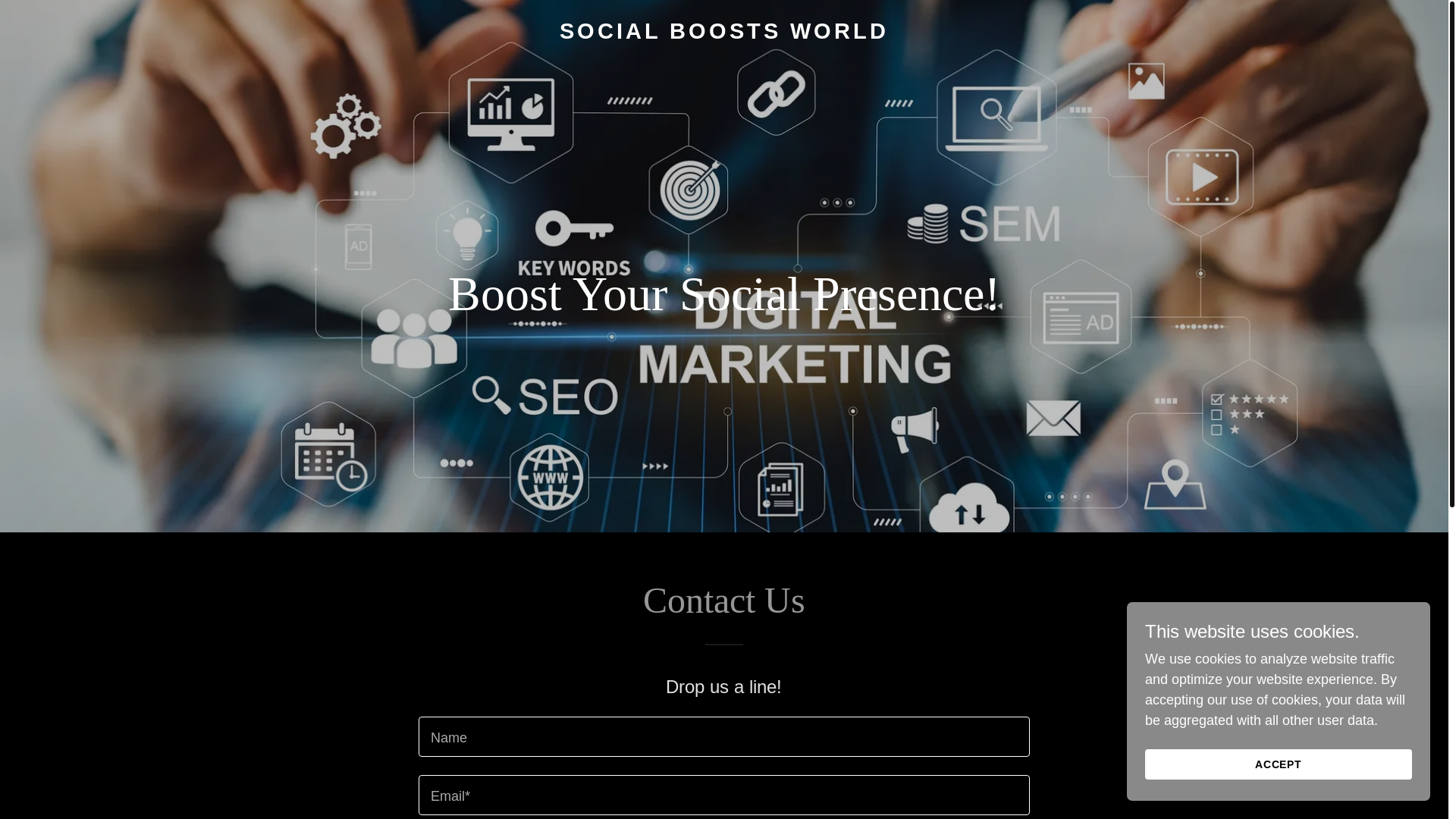 website screenshot of https://socialboostsworld.com/