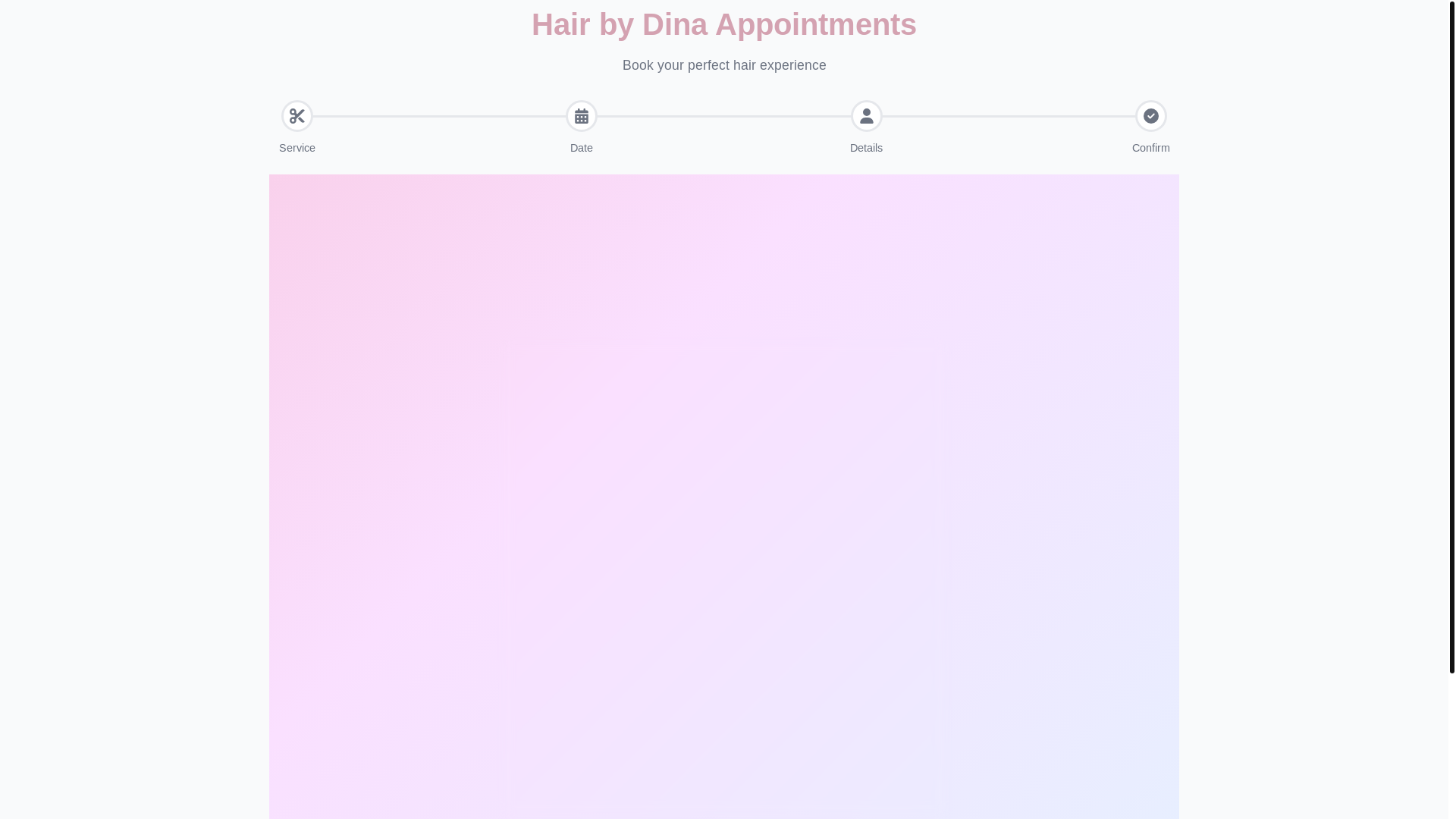 website screenshot of https://hairbydina.uk/
