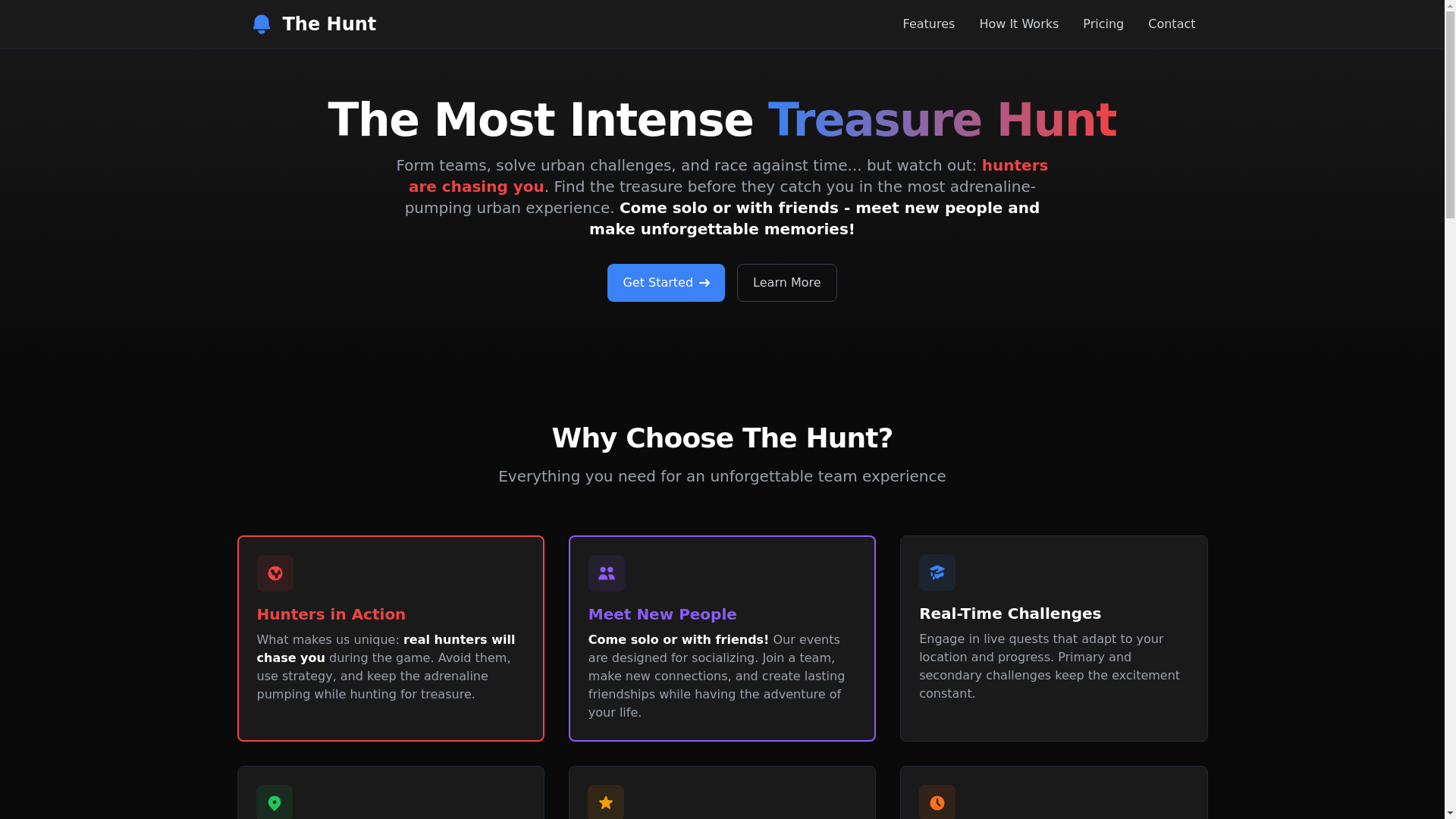 website screenshot of https://the-hunt-flutter.pages.dev/