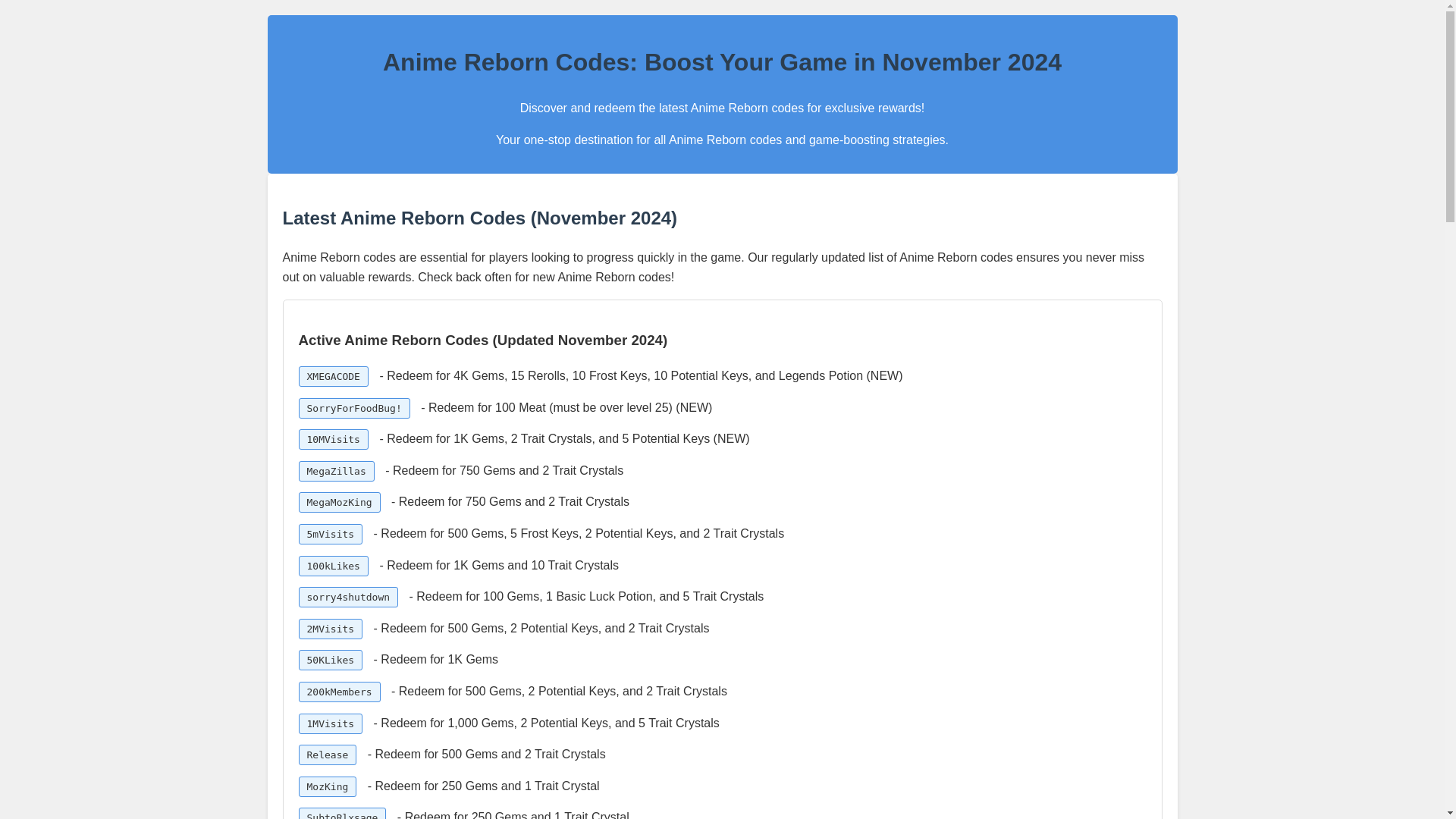 website screenshot of https://animereborncodes.pages.dev/