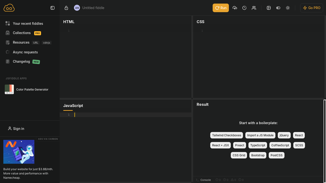 website screenshot of https://jsfiddle.net/