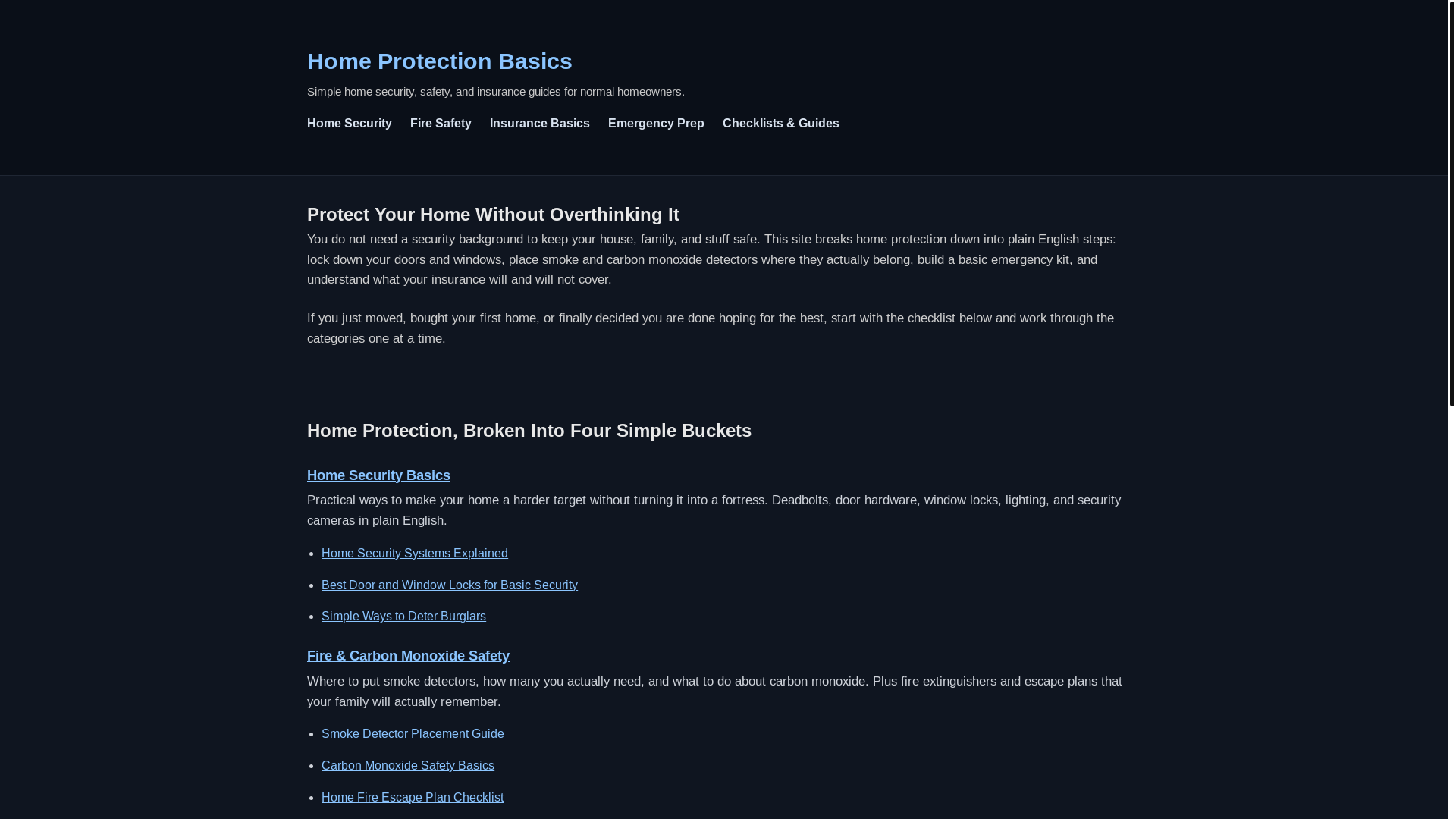website screenshot of https://homeprotectionbasics.com/