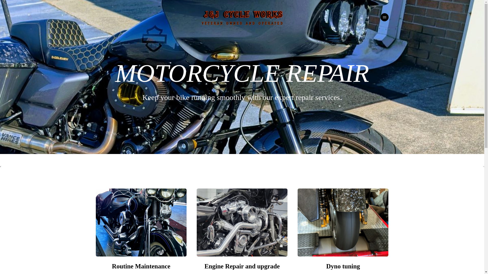 website screenshot of https://jjcycleworksllc.com/