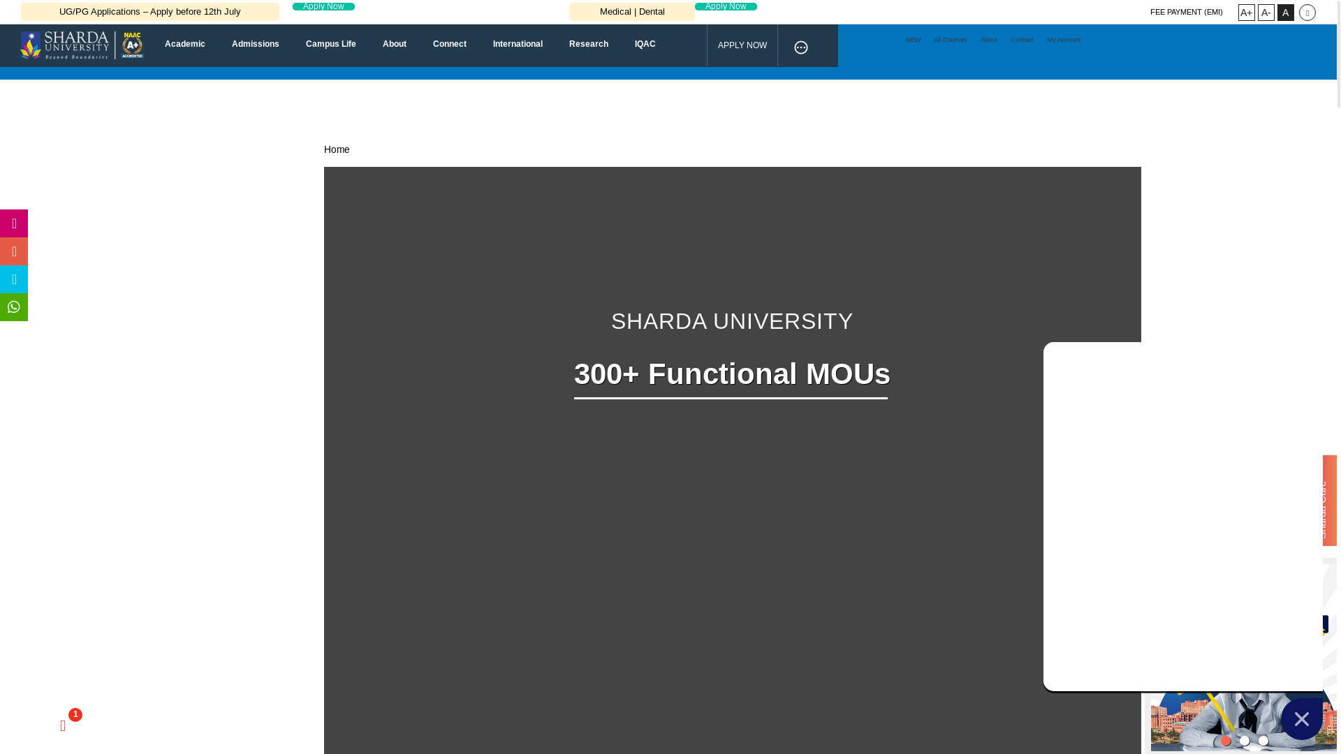 website screenshot of https://shardauniversityadmission.in/