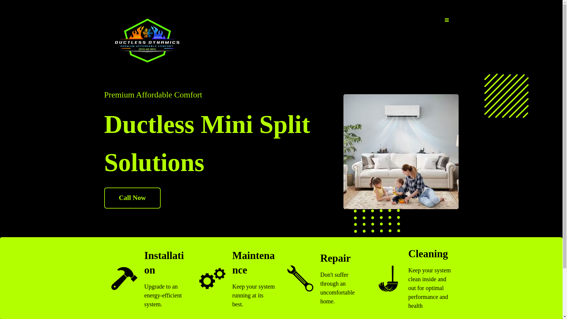 website screenshot of https://ductless-dynamics.com/