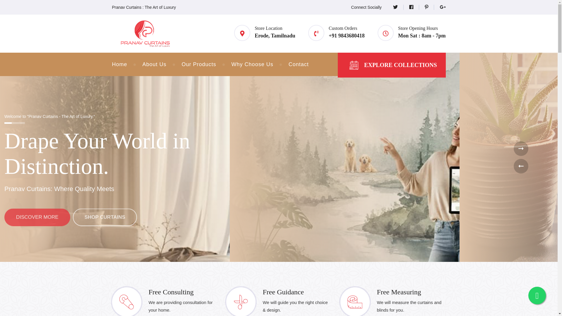 website screenshot of https://pranavcurtains.shop/