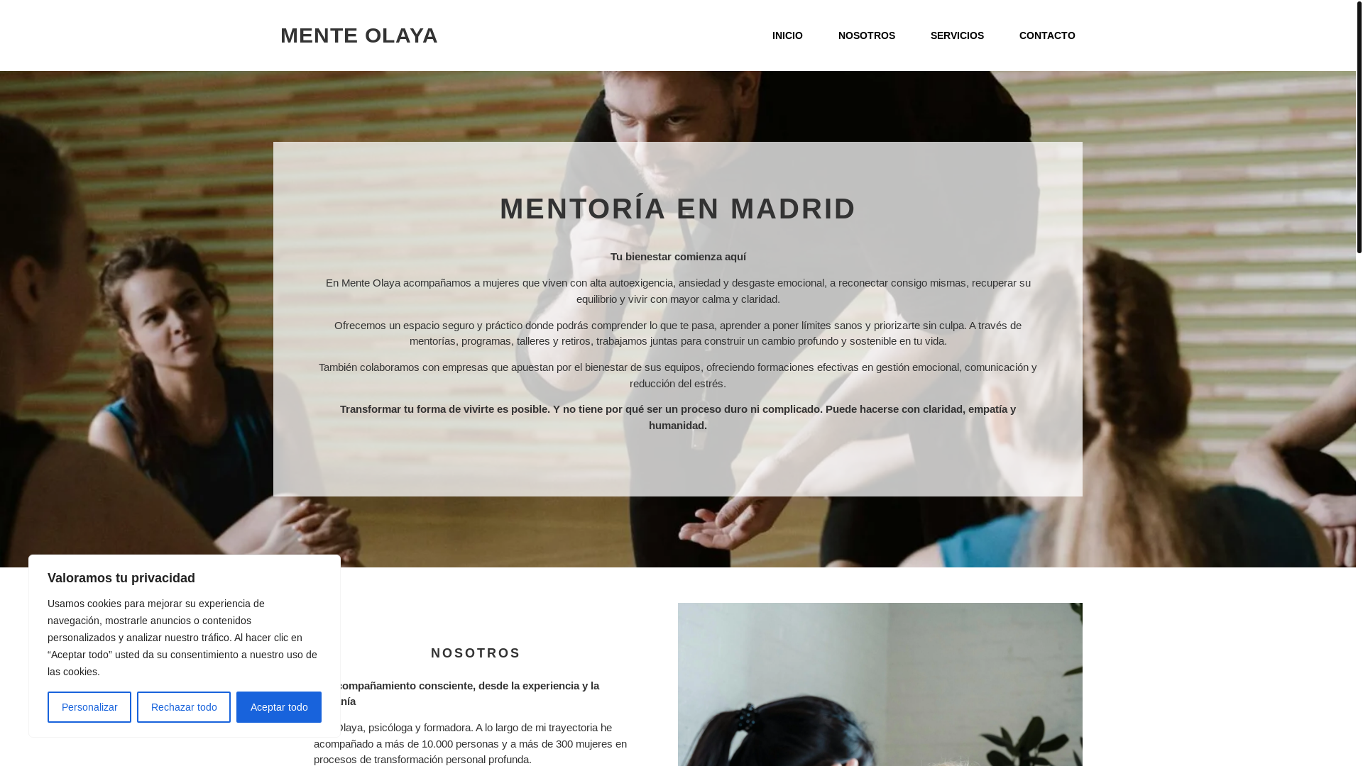 website screenshot of https://menteencalma-olaya.es/