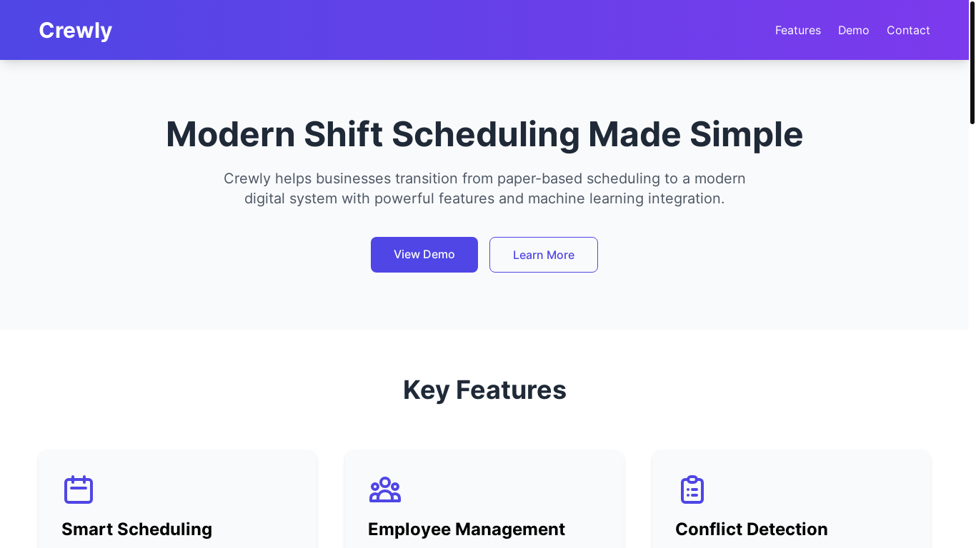 website screenshot of https://crewly.ca/