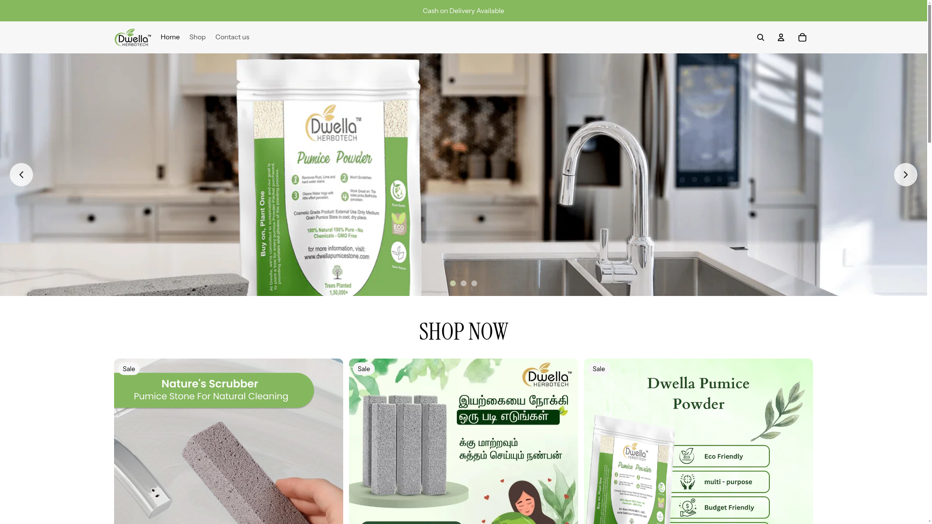 website screenshot of https://dwellapumice.shop/