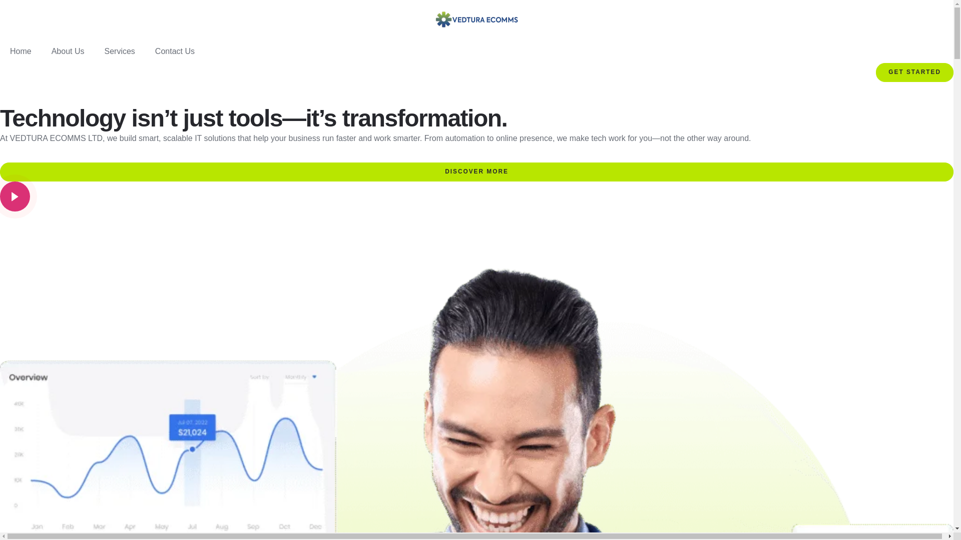 website screenshot of https://vedturaecomms.co.uk/