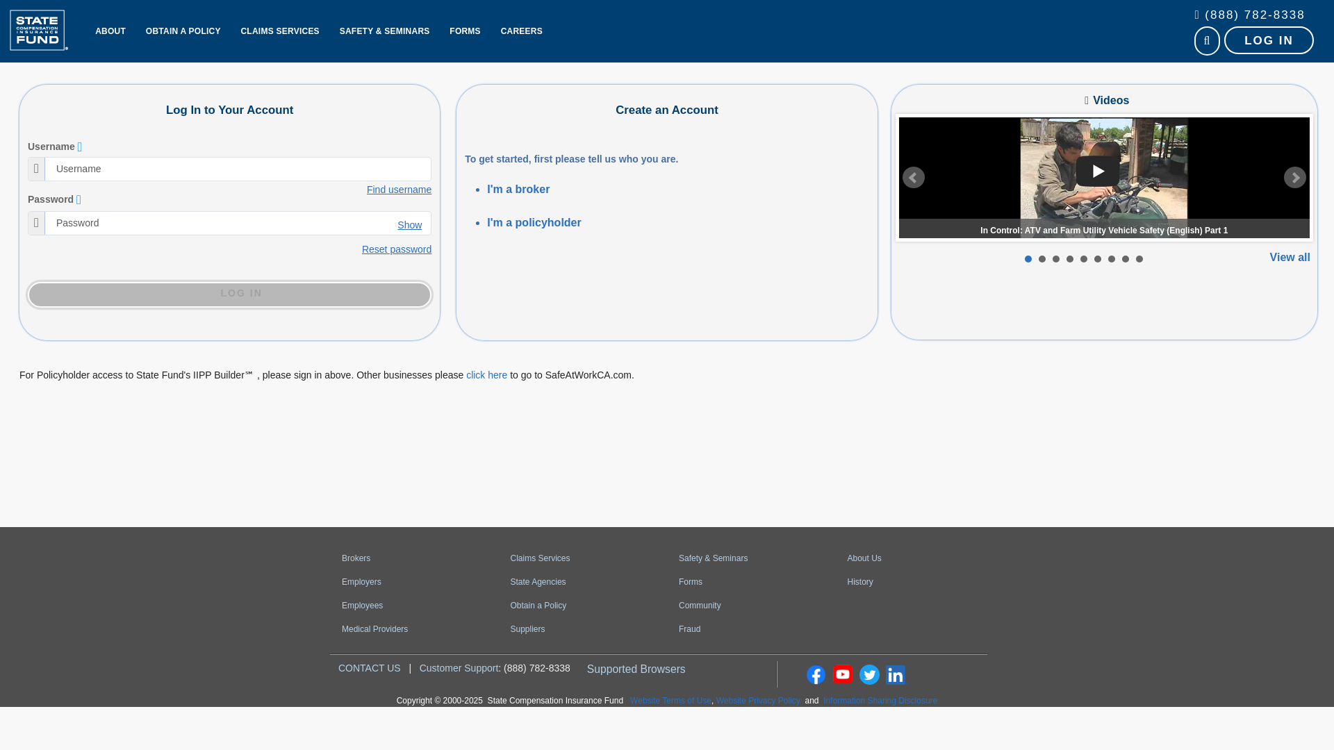 website screenshot of https://portal.scif.com/