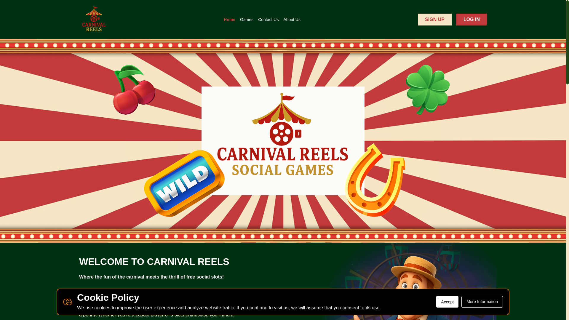 website screenshot of https://carnivalreels.co/