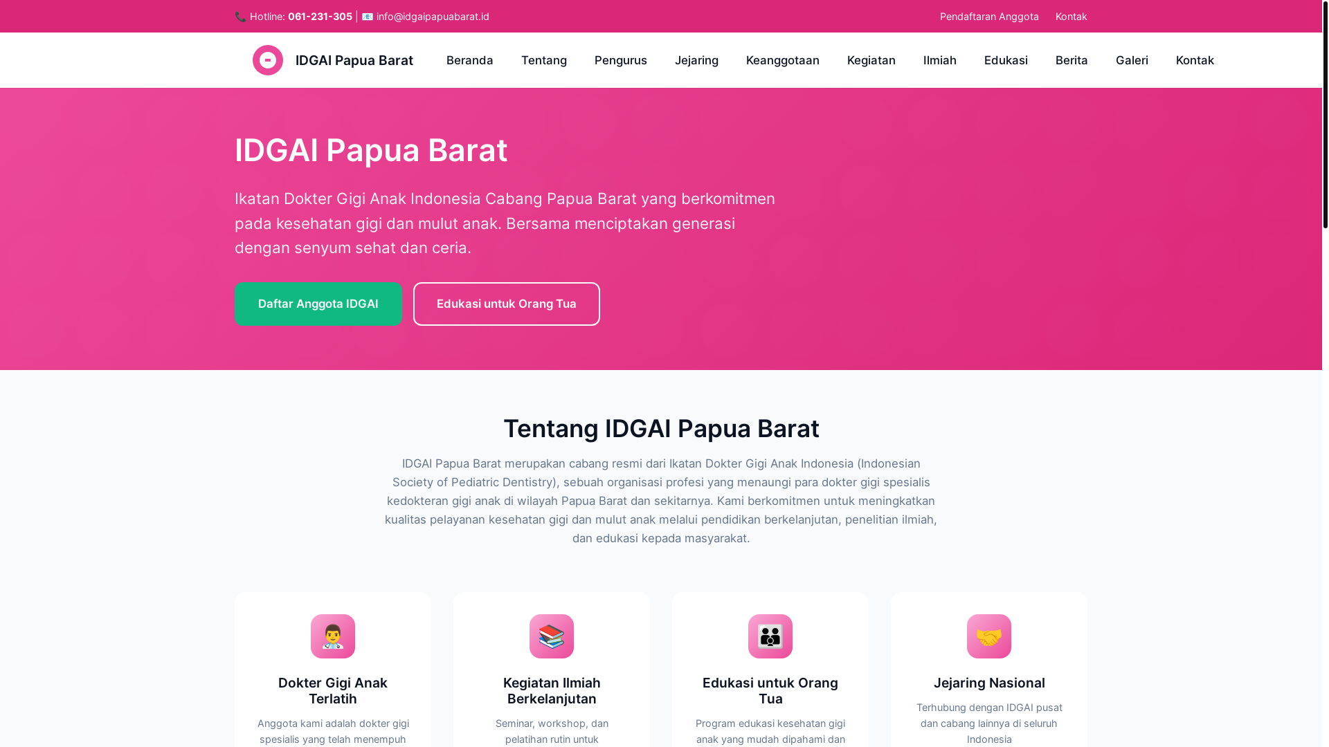 website screenshot of https://idgaipapuabarat.id/