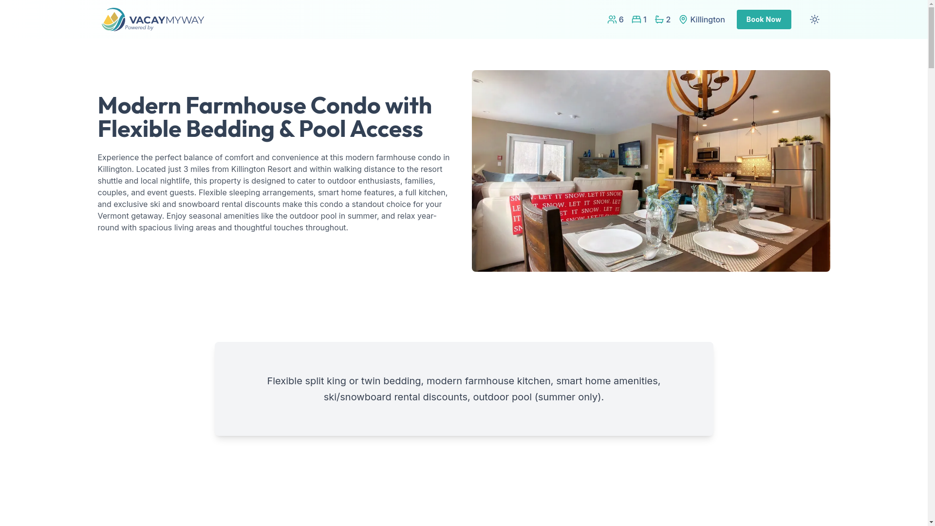 website screenshot of https://snugvermont.vacations/