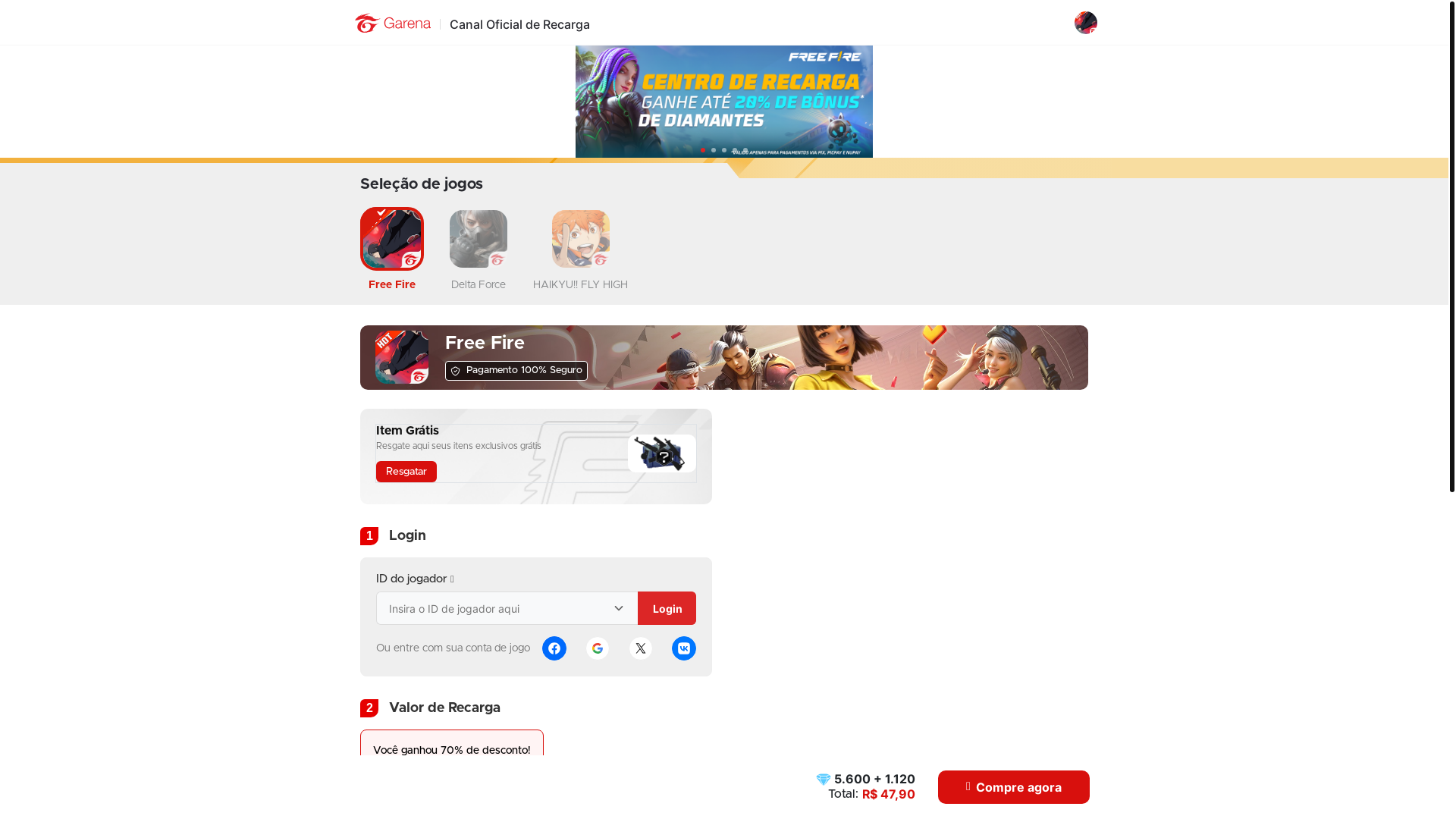 website screenshot of https://recargajogos.app/