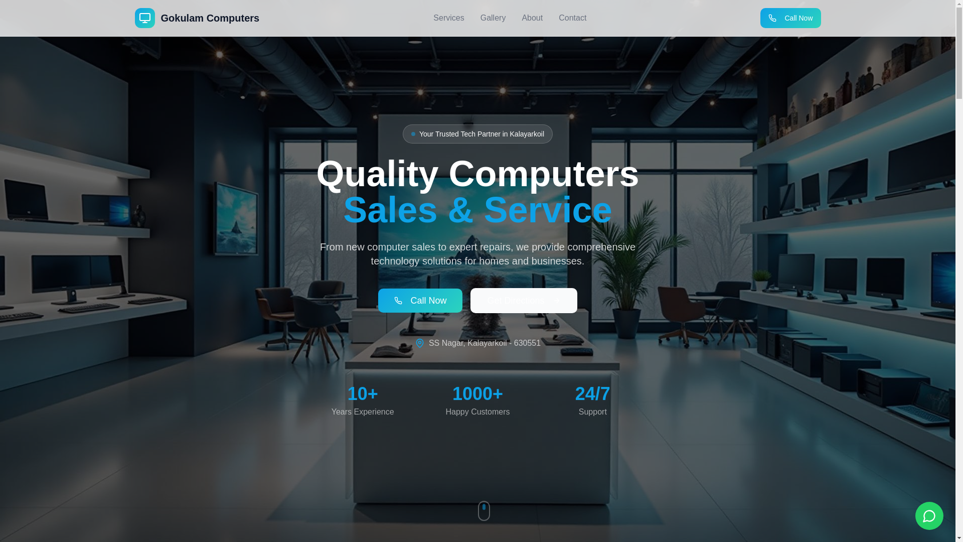 website screenshot of https://gokulamcomputers.com/