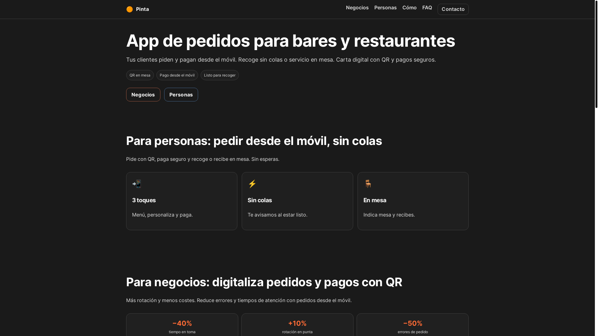 website screenshot of https://pintaapp.es/
