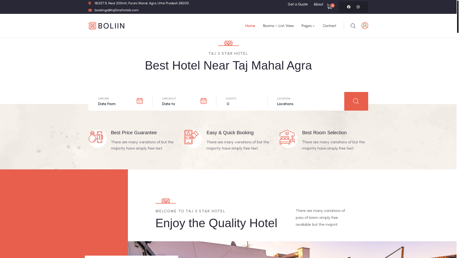 website screenshot of https://taj3starhotels.com/