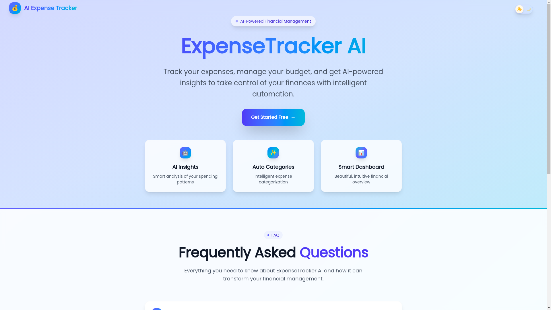 website screenshot of https://aiexpensetracker.my.id/
