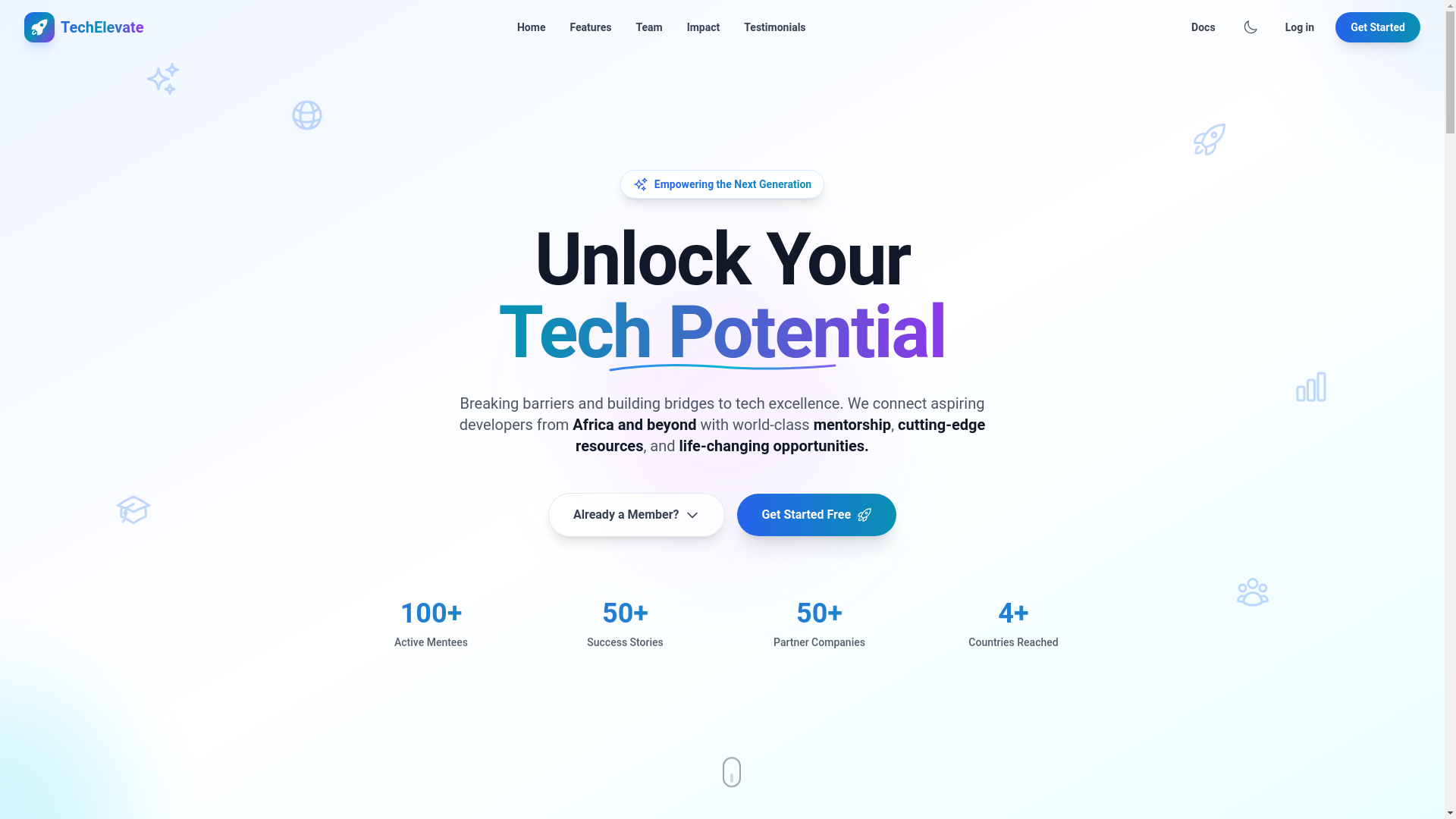 website screenshot of https://techelevate.org/