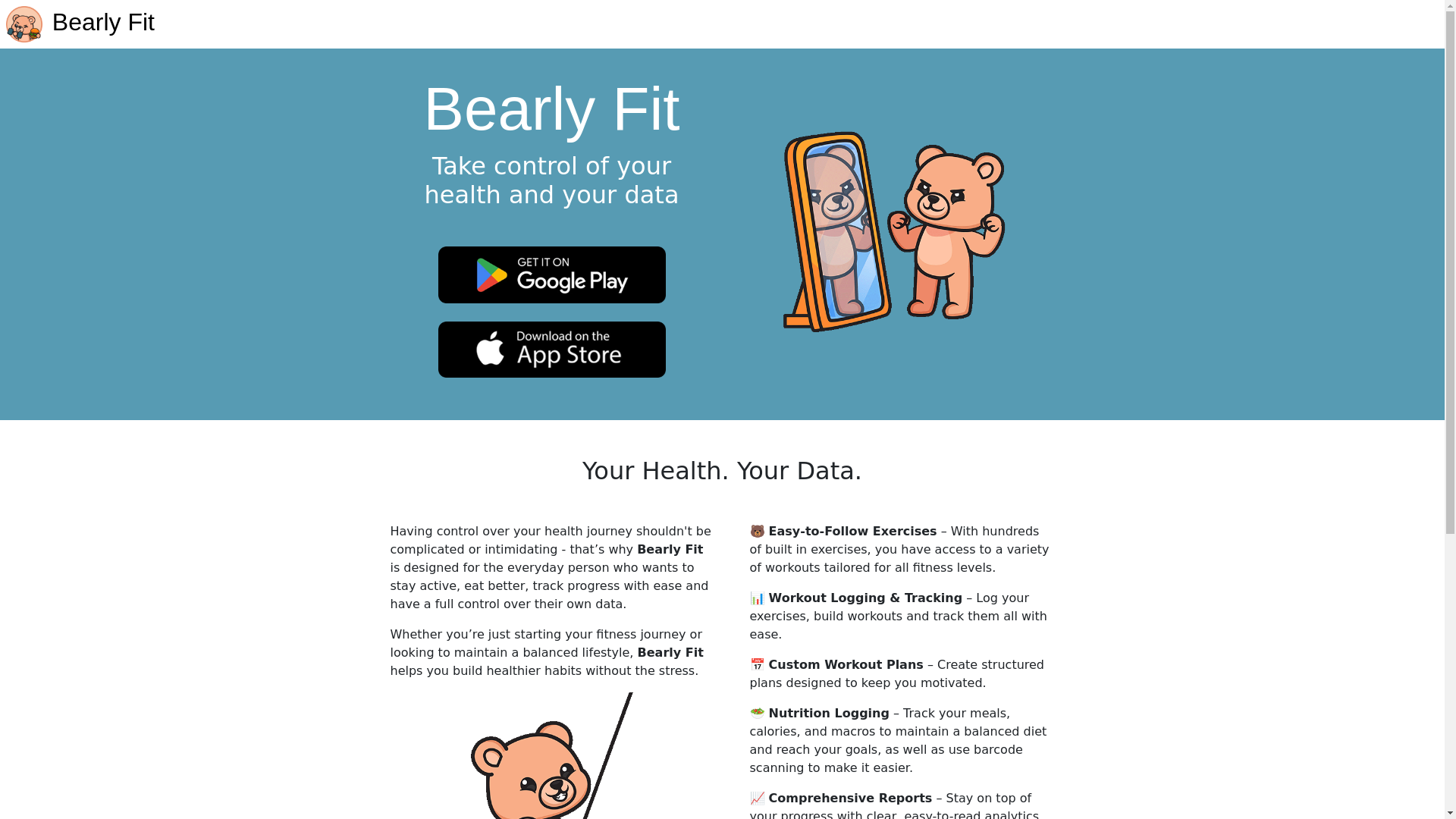 website screenshot of https://bearly-fit-website.pages.dev/