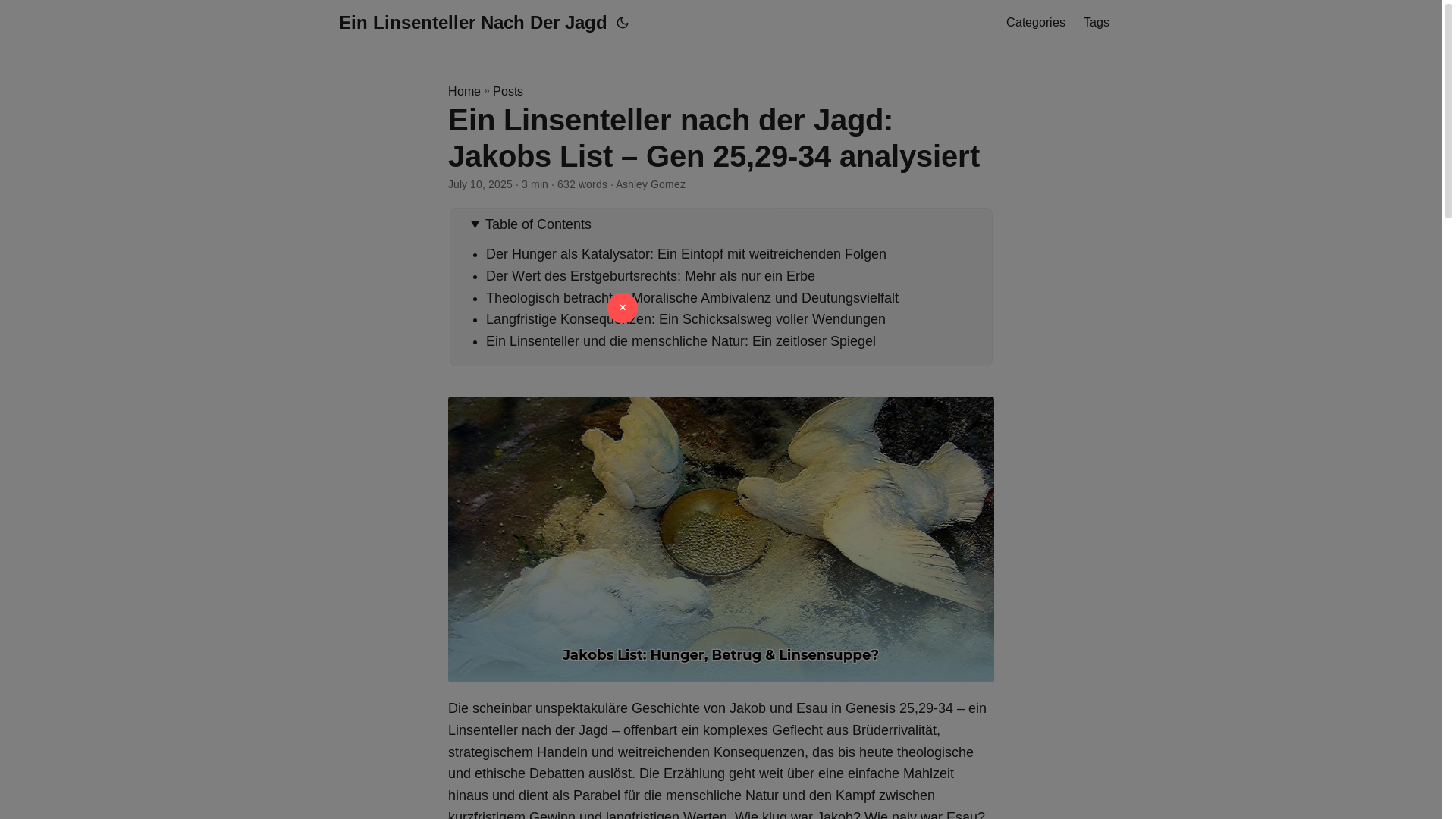 website screenshot of https://ein-linsenteller-nach-der-jagd.pages.dev/