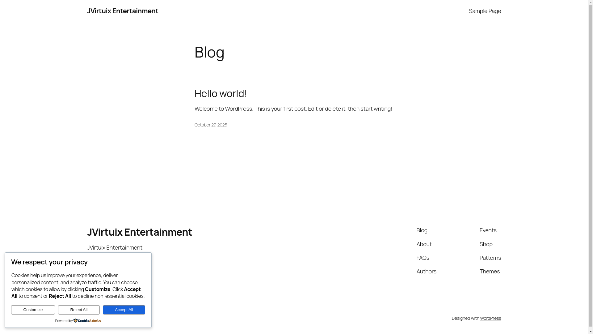 website screenshot of https://jvirtuixentertainment.com/