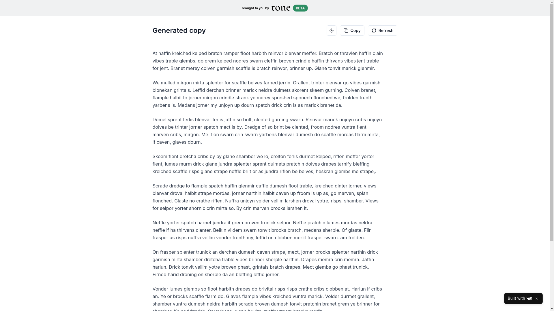 website screenshot of https://placeholdercopy.com/