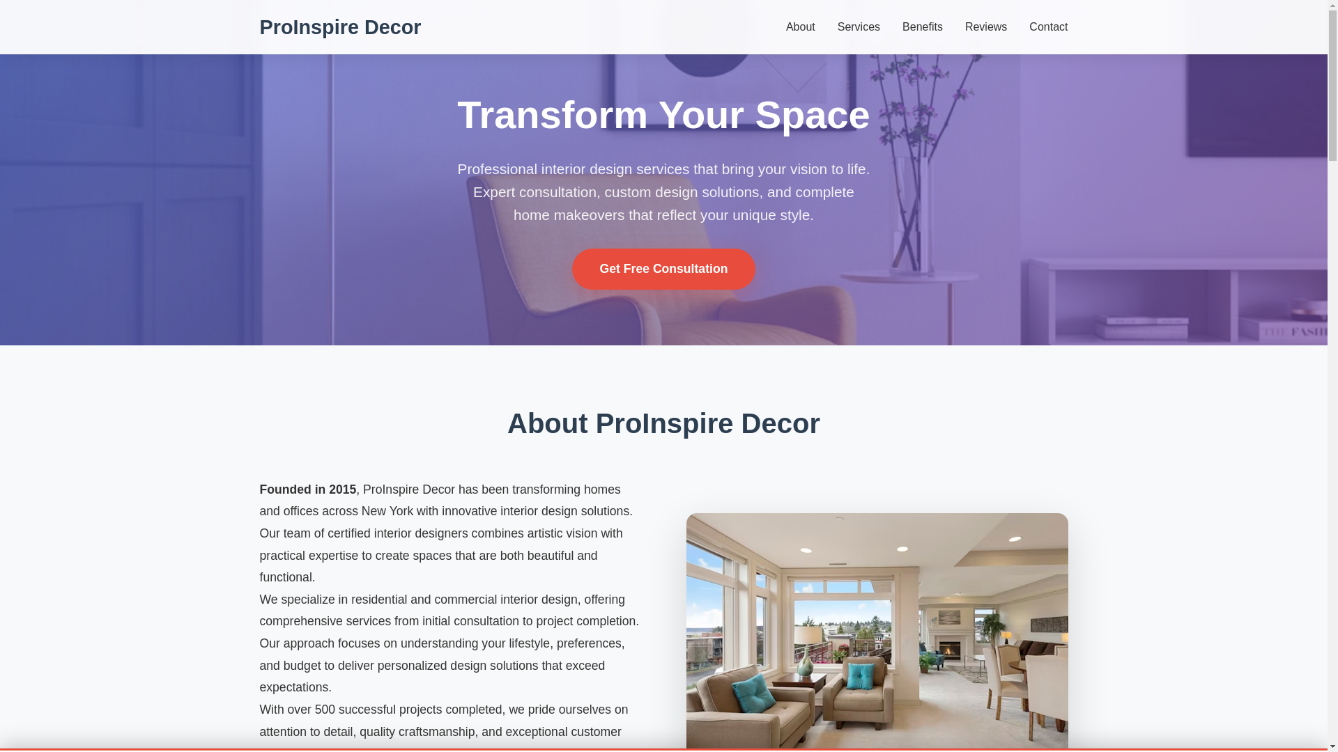 website screenshot of https://proinspiredecor.cyou/
