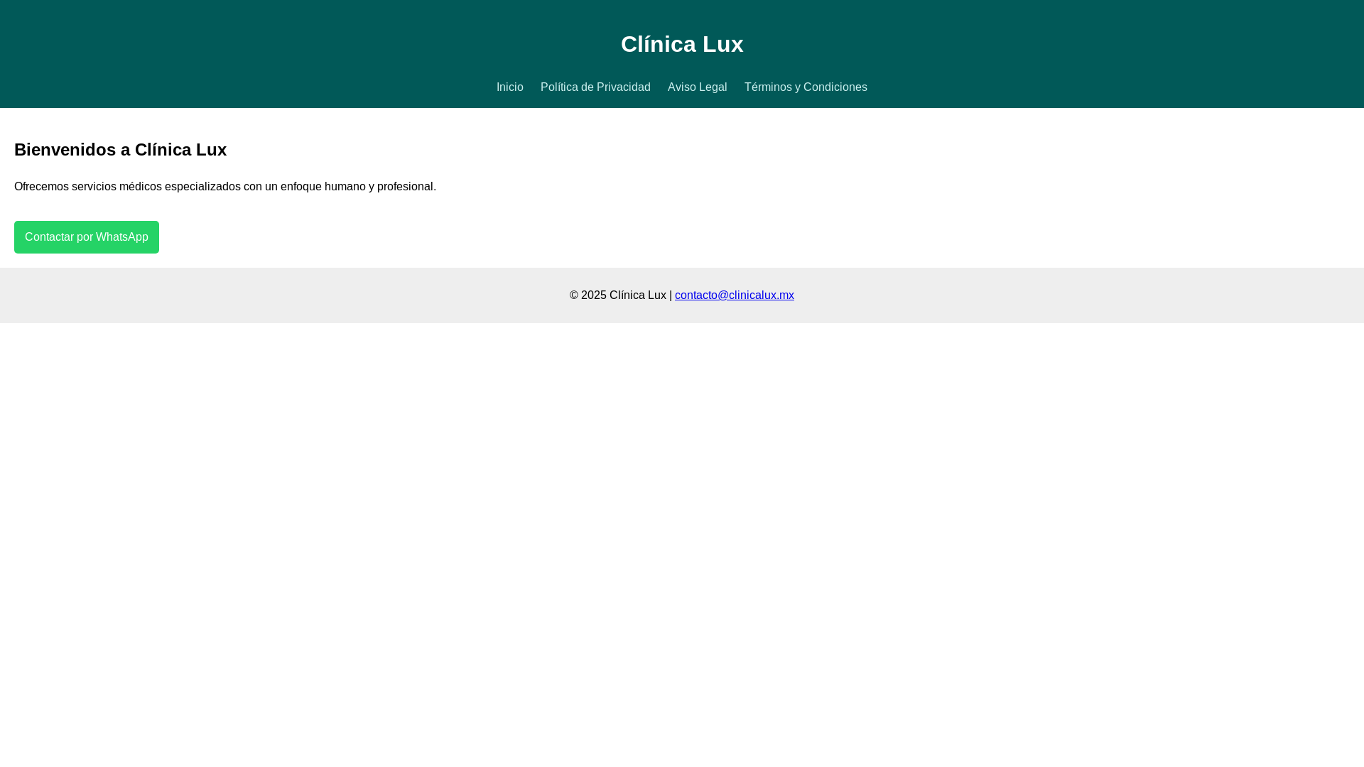 website screenshot of https://clinicalux.mx/
