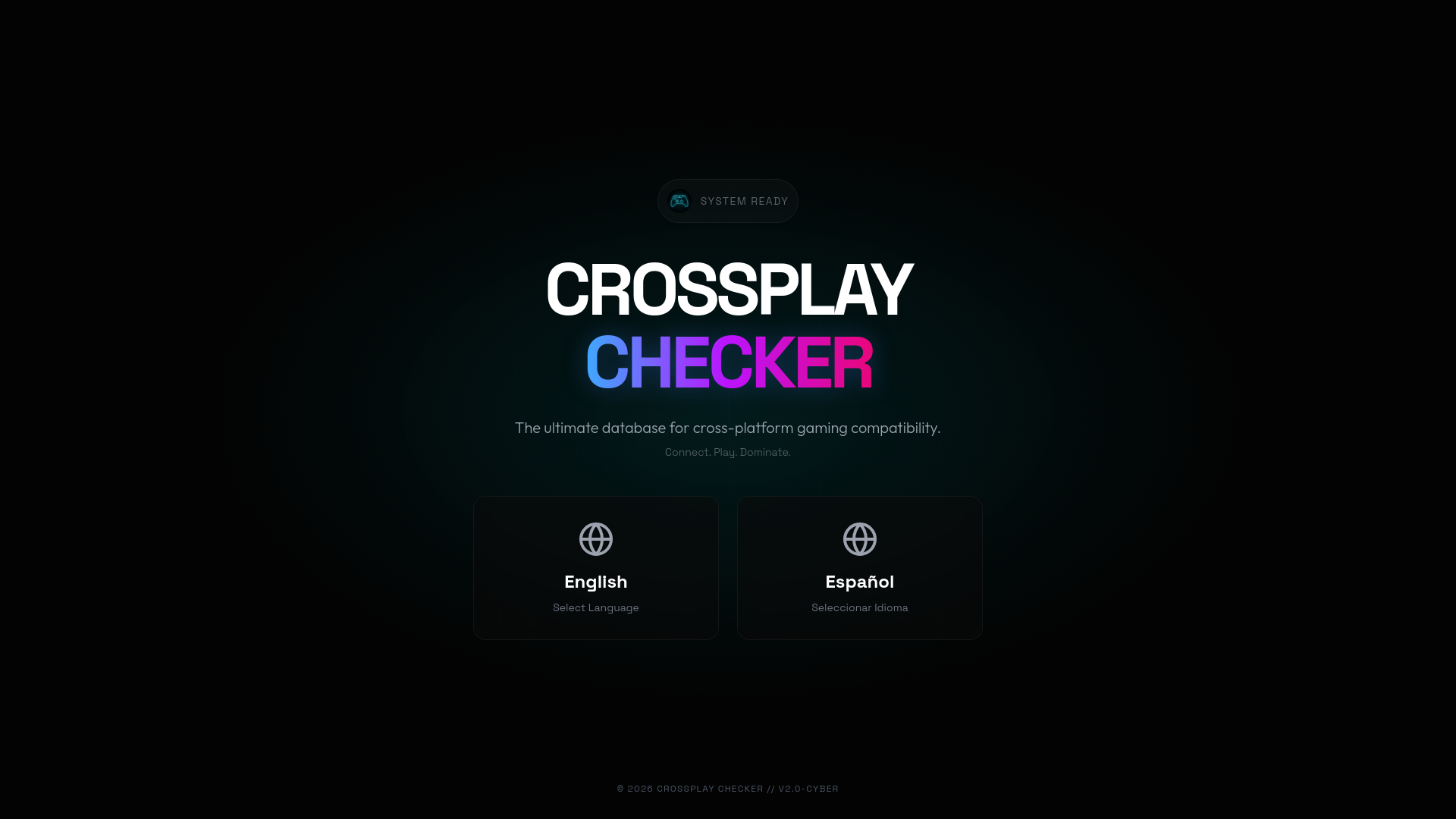 website screenshot of https://crossplaychecker.com/