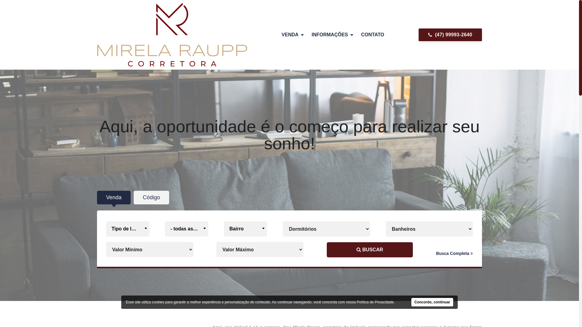 website screenshot of https://mirelarauppcorretora.com.br/