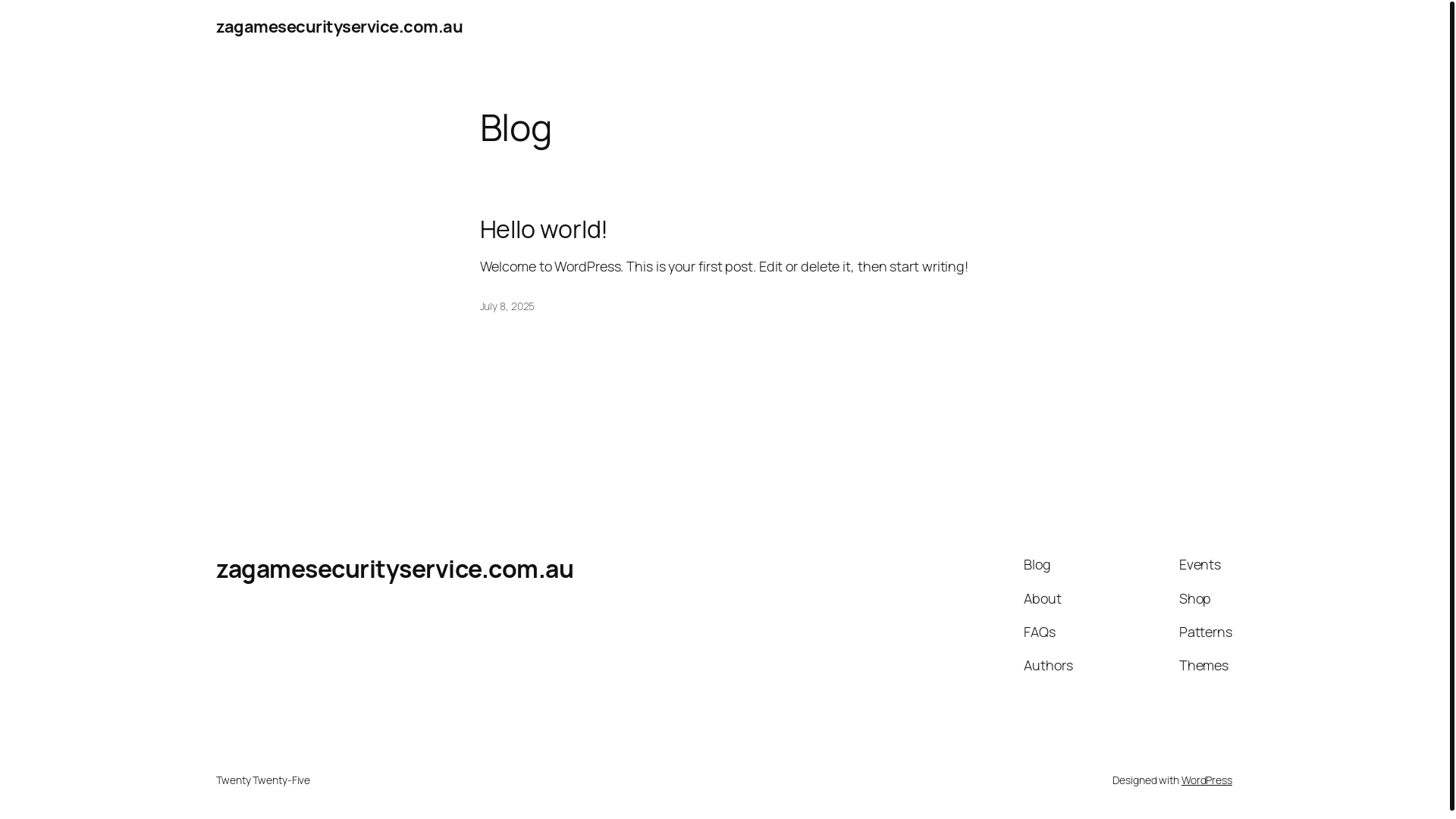 website screenshot of https://zagamesecurityservice.com.au/