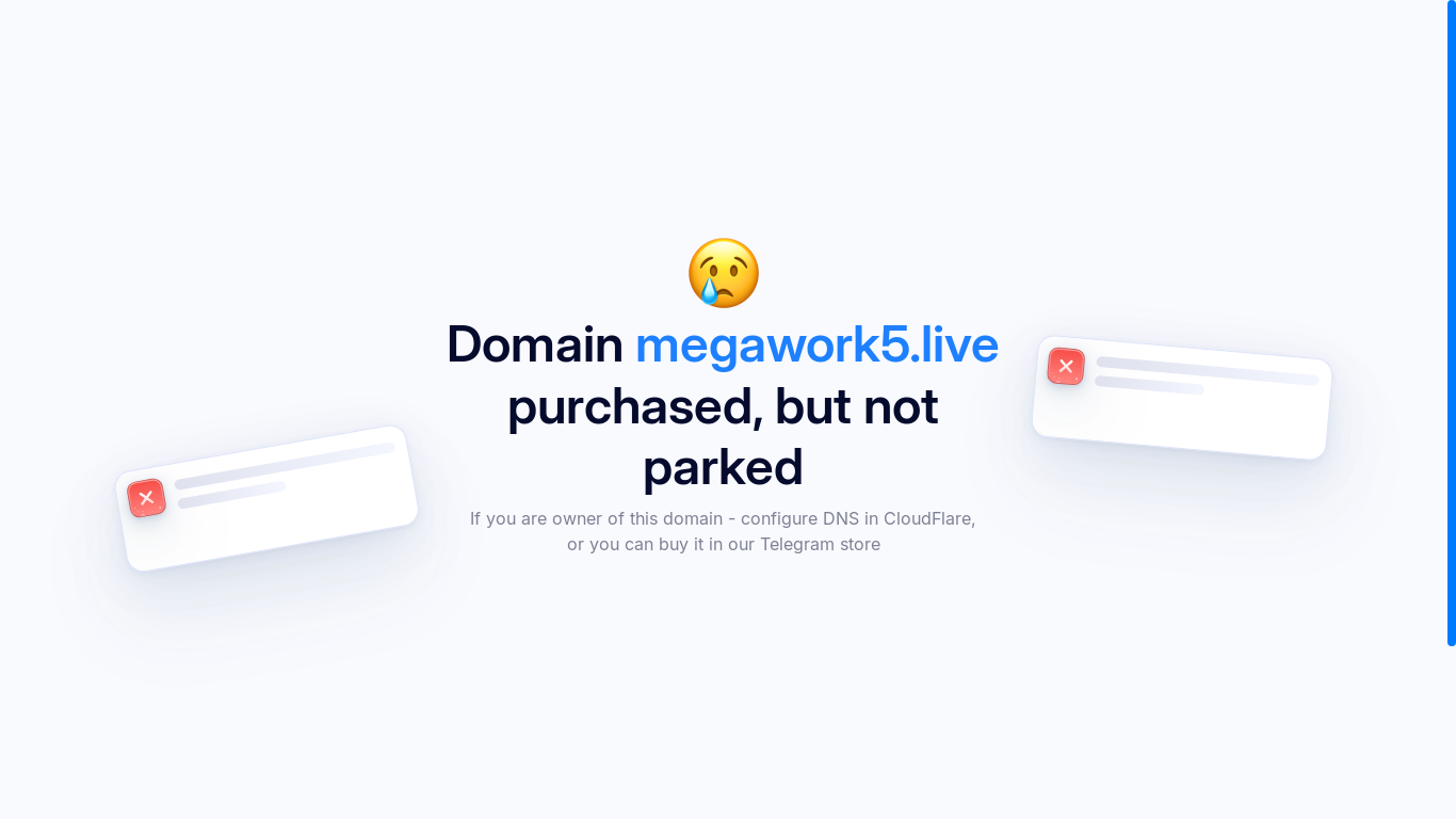 website screenshot of https://megawork5.live/