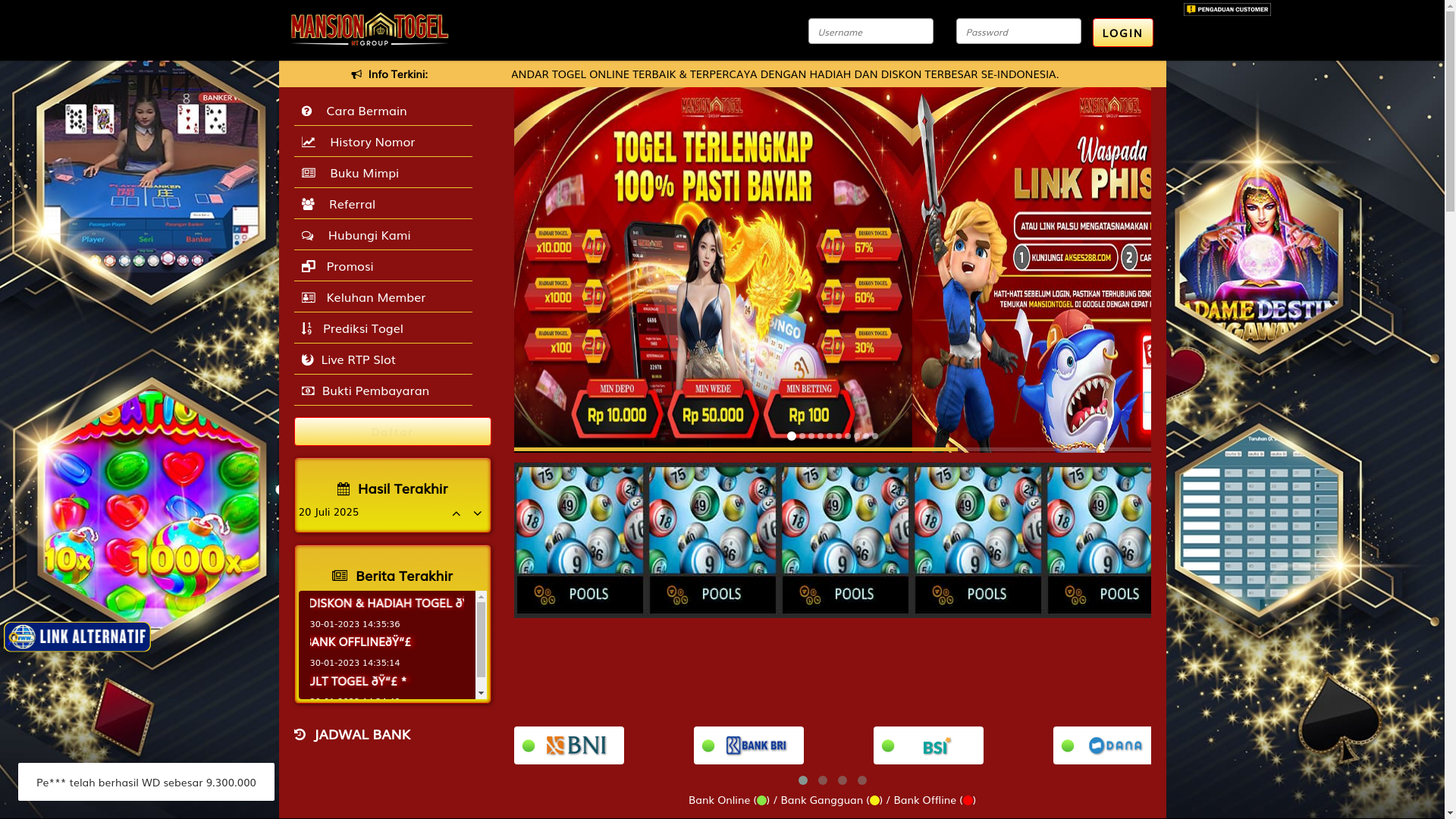 website screenshot of https://mansiontogel3.xyz/