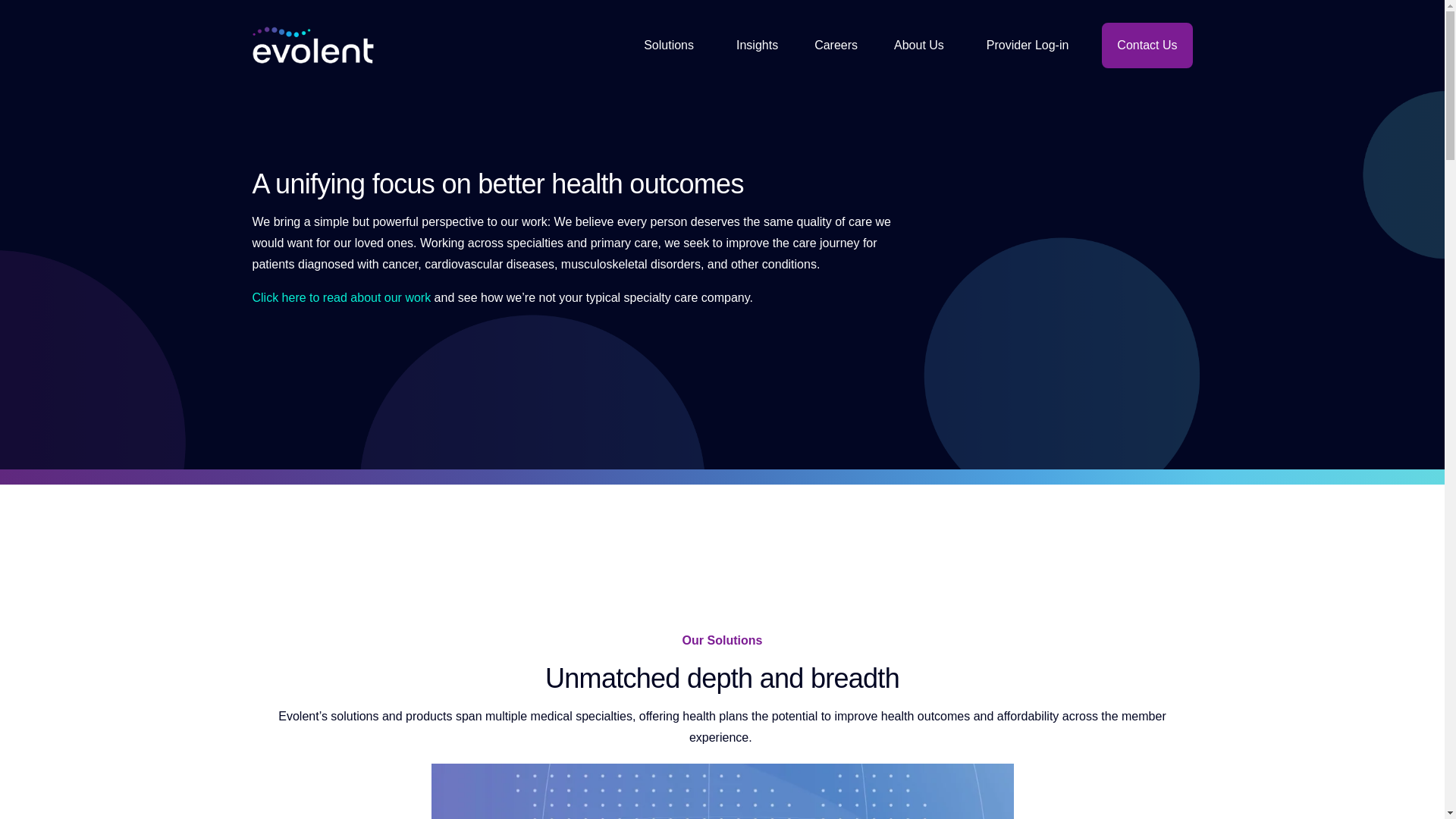 website screenshot of https://evolent.com/
