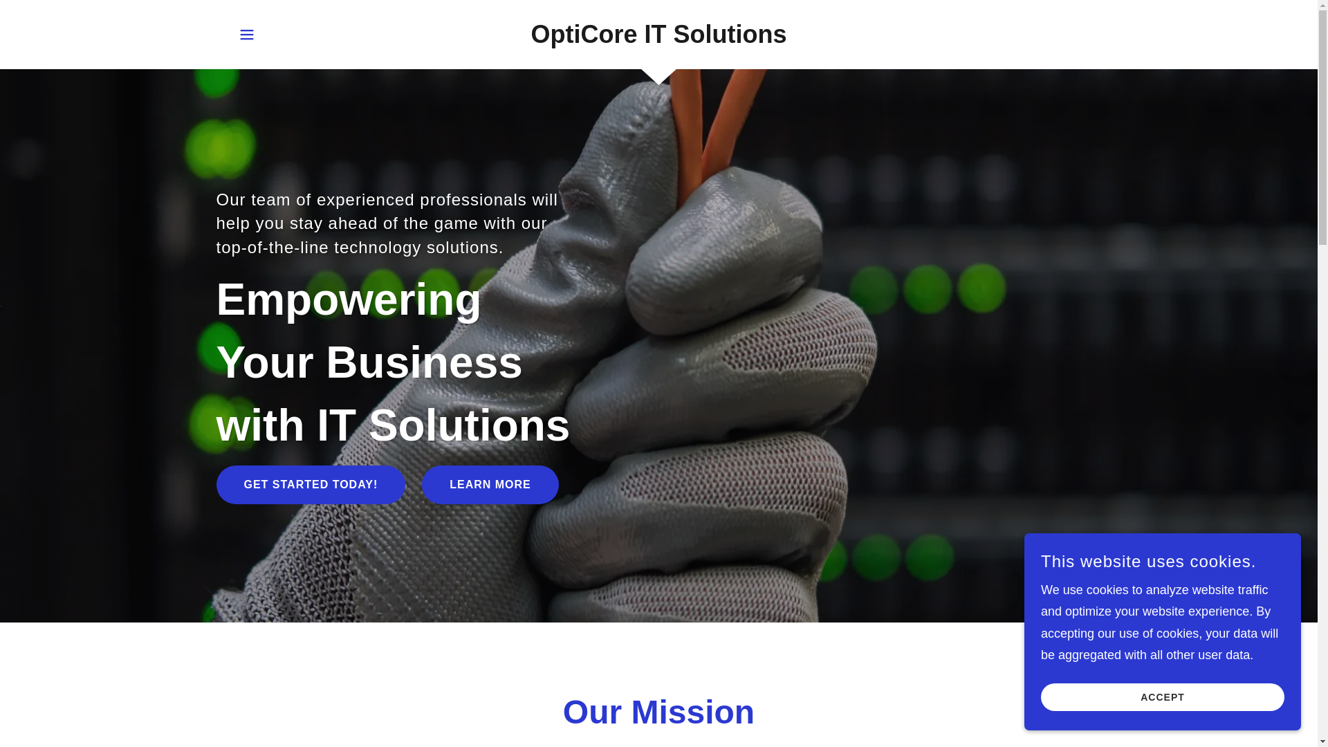 website screenshot of https://opticoreitsolutions.com/
