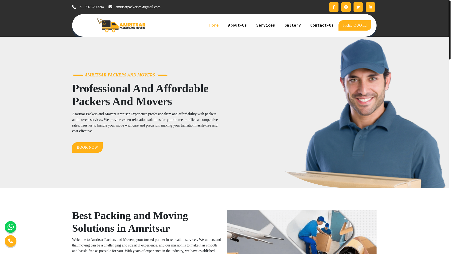website screenshot of https://amritsarpackers.com/