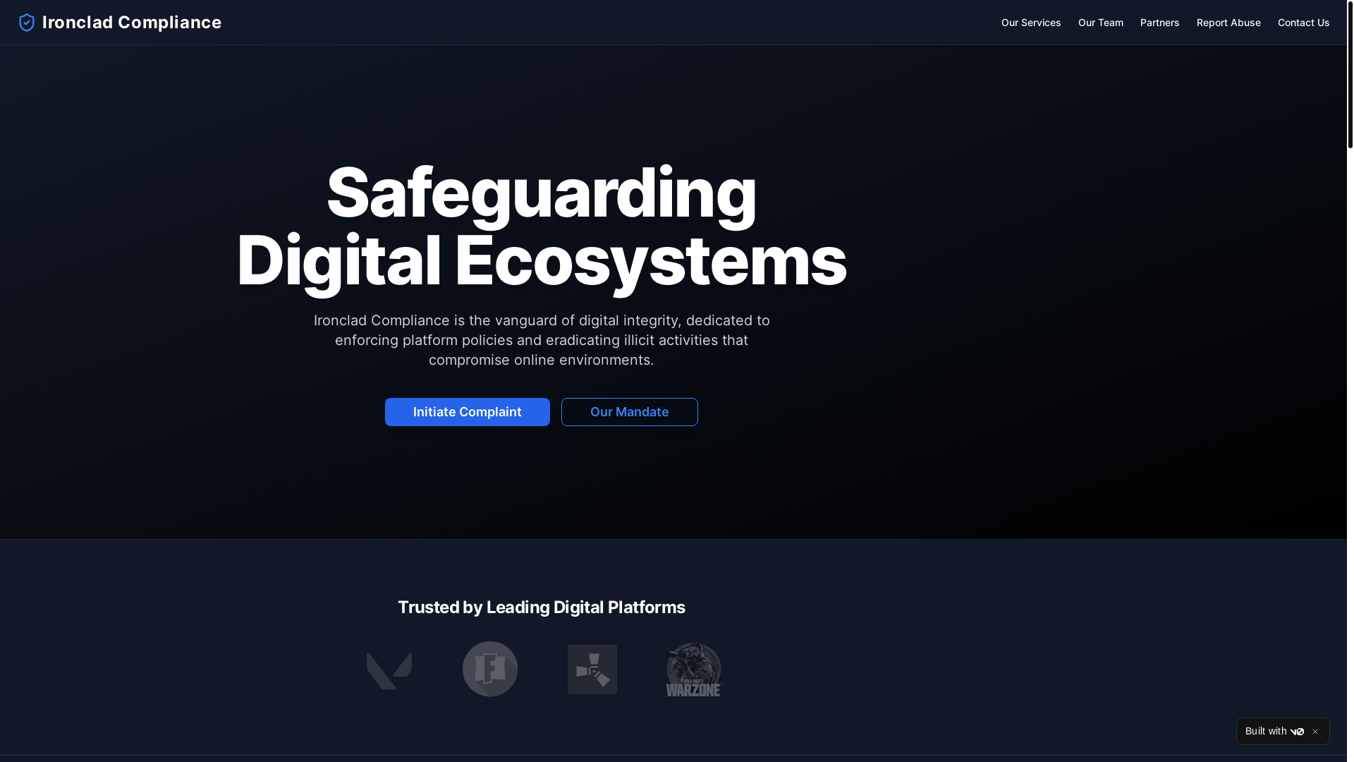 website screenshot of https://ironcladcompliance.org/