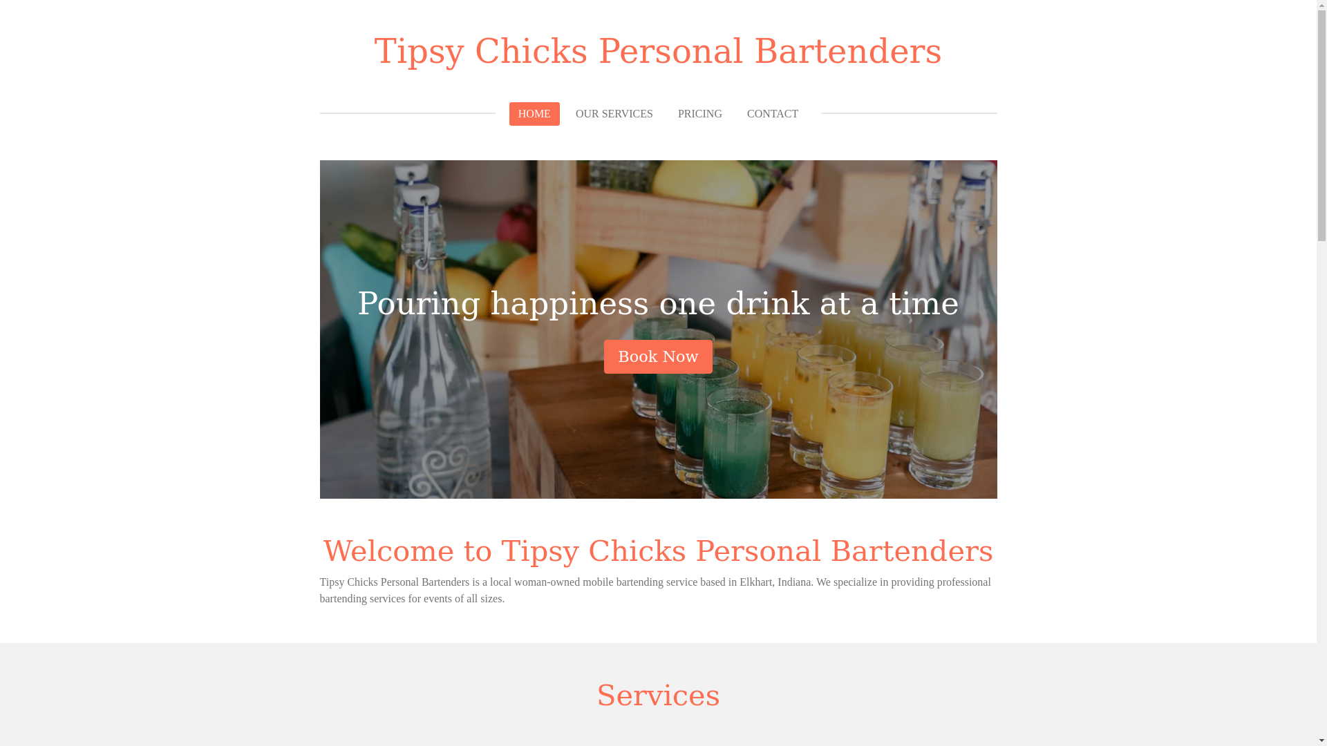 website screenshot of https://tipsychickspersonalbartenders.com/