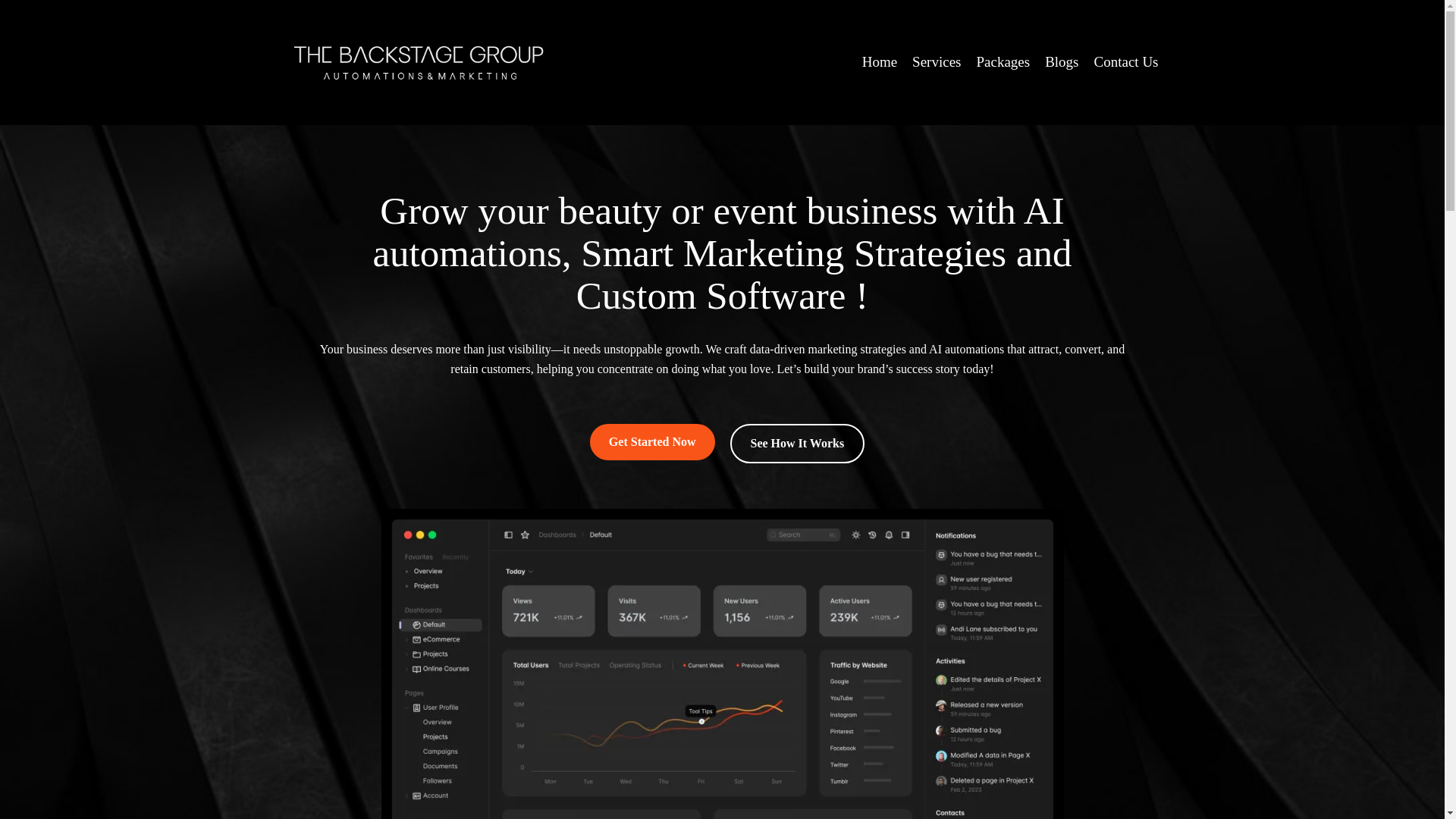 website screenshot of https://the-backstage-group.com/